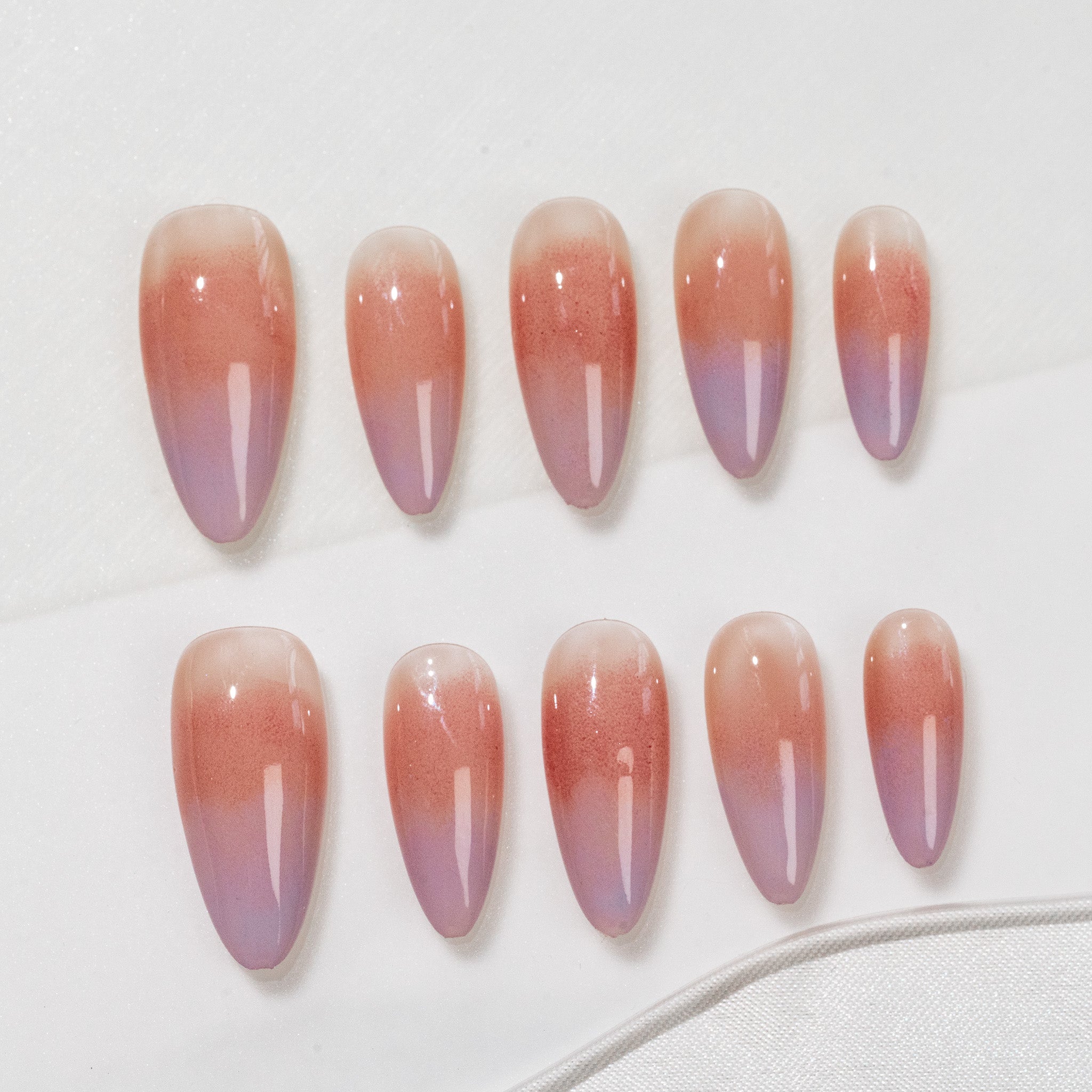 Handmade Medium Almond Press-On Nails - Pink Magnet Minimalist Sweet 10 Pcs #262