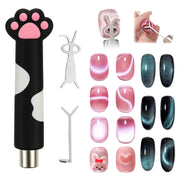 Cat Paw Magnet Stick for Cat Eye Gel – Nail Art Tool with Heart & Bunny Light Effects, Includes 2 Add-ons