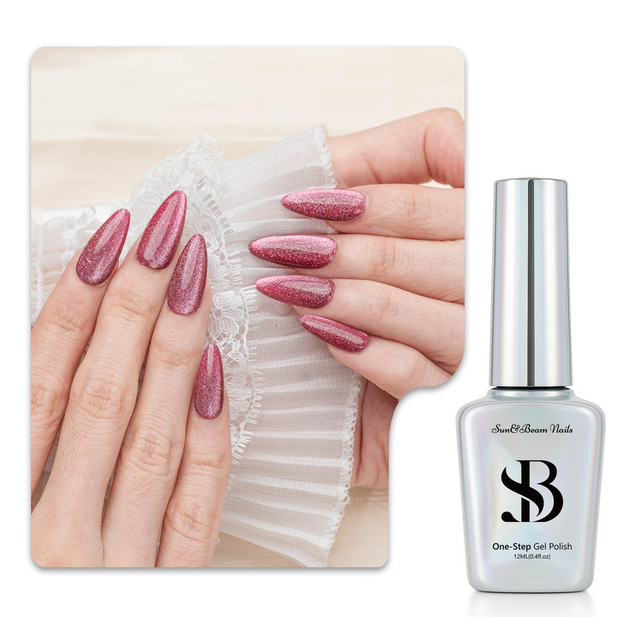 One-Step Gel Polish 3-in-1 Cat Eye 12ml｜No Base or Top Coat Needed｜UV Light Recommended｜Easy Removal (#655 Ruby Shine)