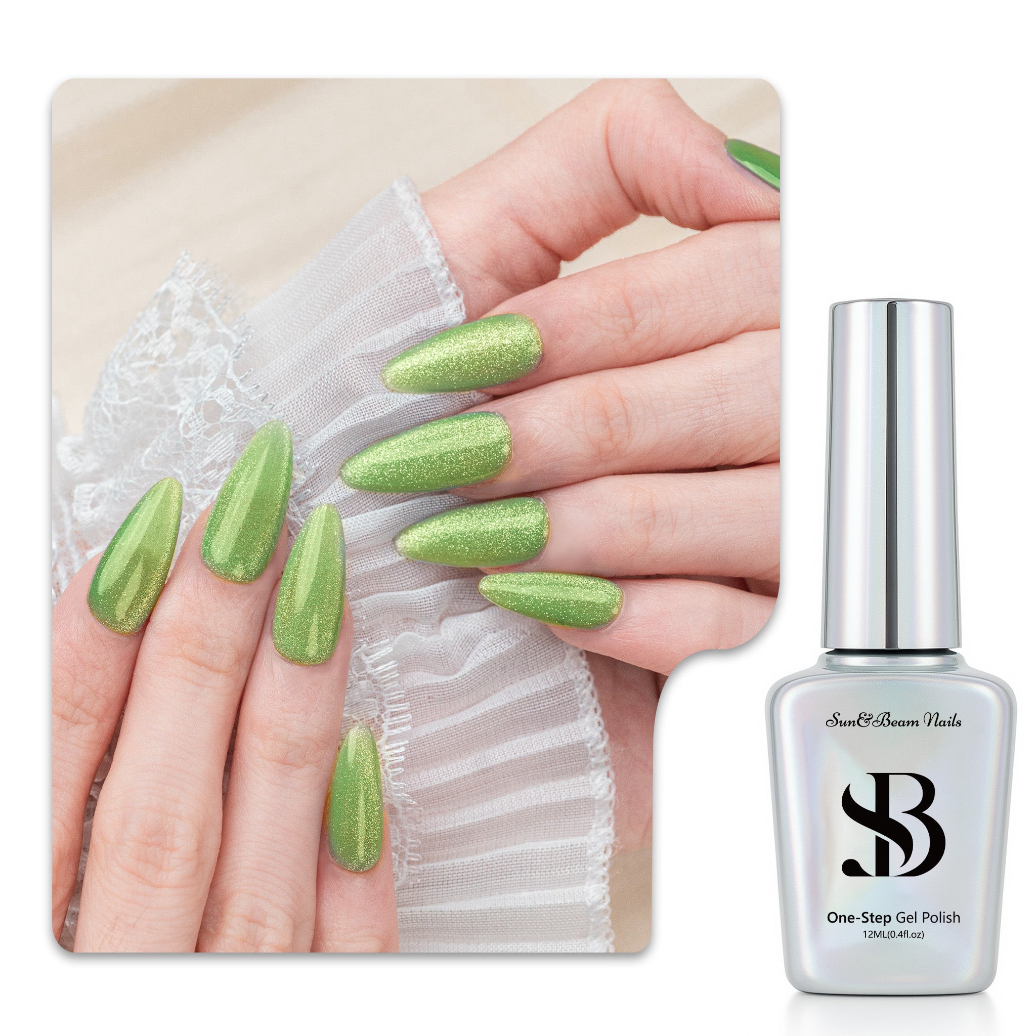 One-Step Gel Polish 3-in-1 Cat Eye 12ml｜No Base or Top Coat Needed｜UV Light Recommended｜Easy Removal (#560 Matcha Glow)