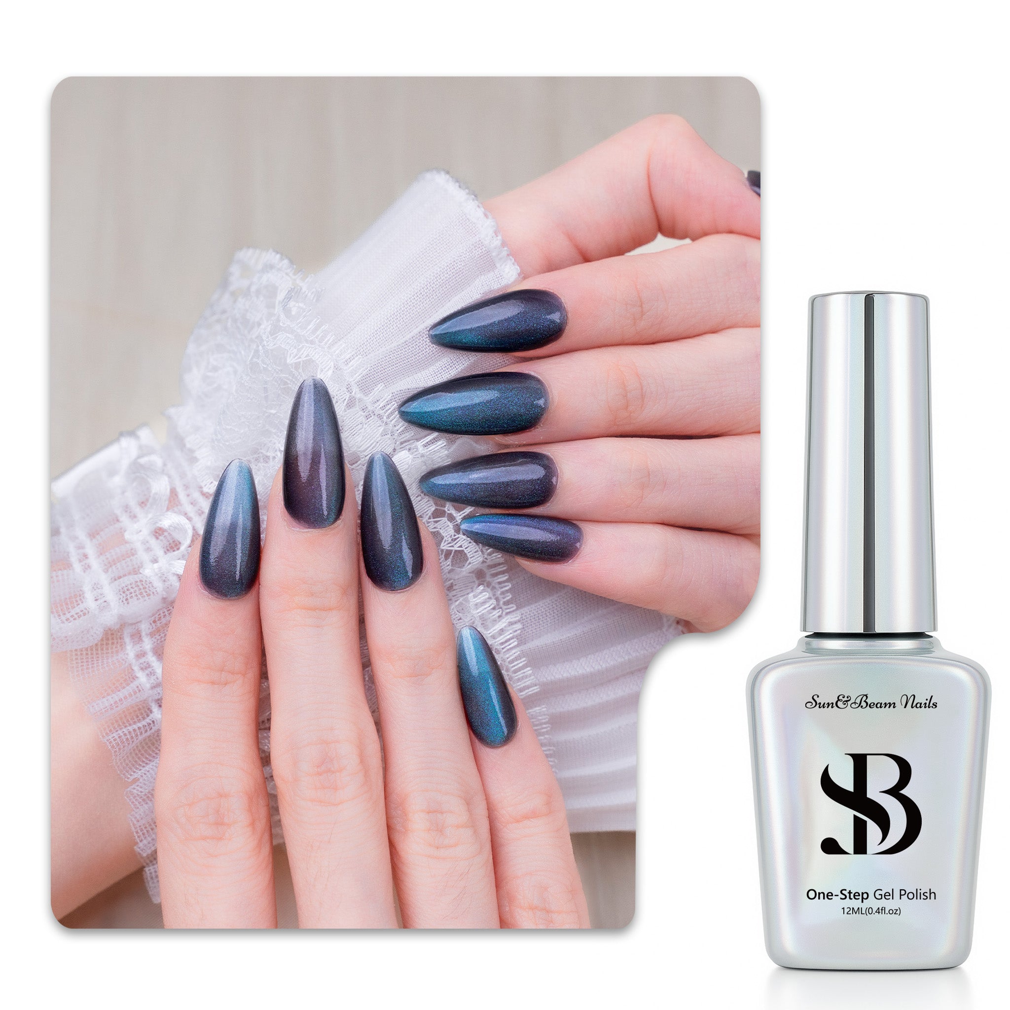 One-Step Gel Polish 3-in-1 Cat Eye 12ml｜No Base or Top Coat Needed｜UV Light Recommended｜Easy Removal (#738 Aurora Shadow)