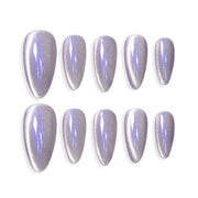 Handmade Medium Almond Press-On Nails - Purple Aurora Magnet Minimalist Gradation 10 Pcs #118
