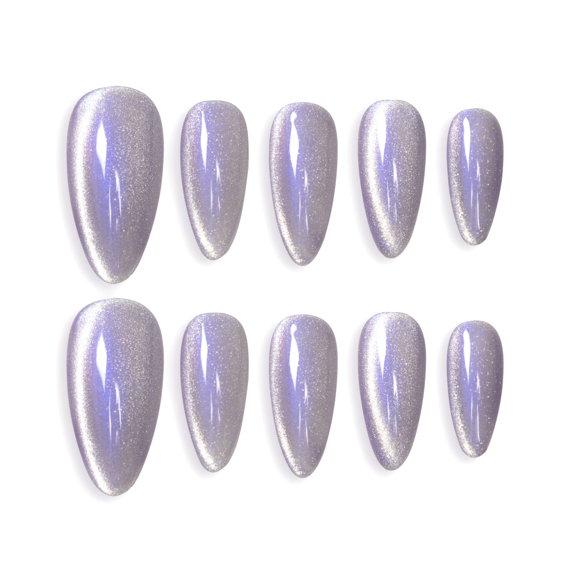 Ongles press-on faits main Moyen Amande – Violet Aurore Aimant Minimaliste Dégradé 10 pièces #118