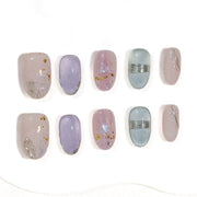Handmade Medium Oval Press-On Nails - Pink Minimalist Magnet Sweet 10 Pcs #292