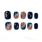 Handmade Short Squoval Round Press-On Nails - Pink Ombre Hand-Painted Gradation 10 Pcs #289