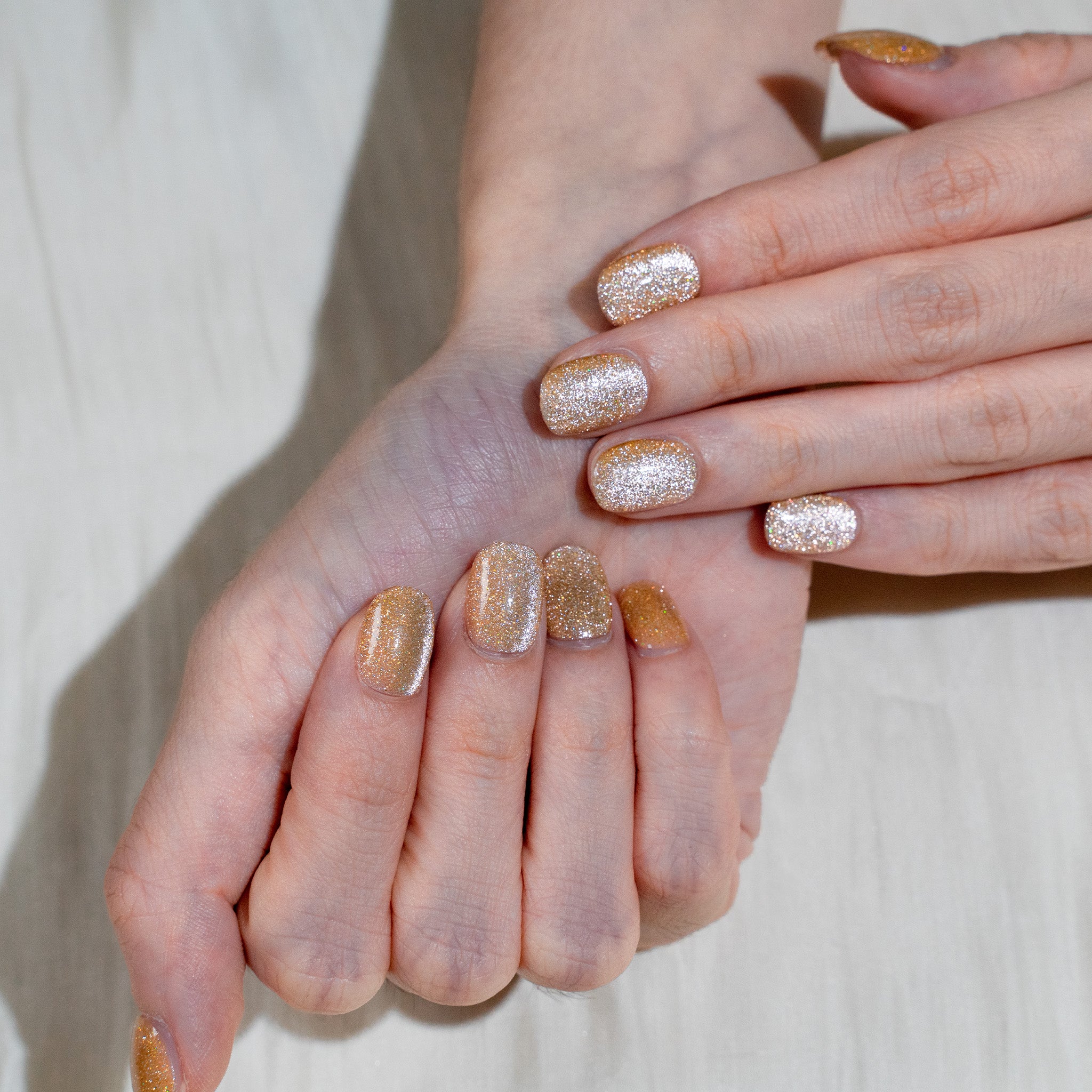 Handmade Short Squoval Round Press-On Nails - Yellow Magnet Solid Color 10 Pcs #268