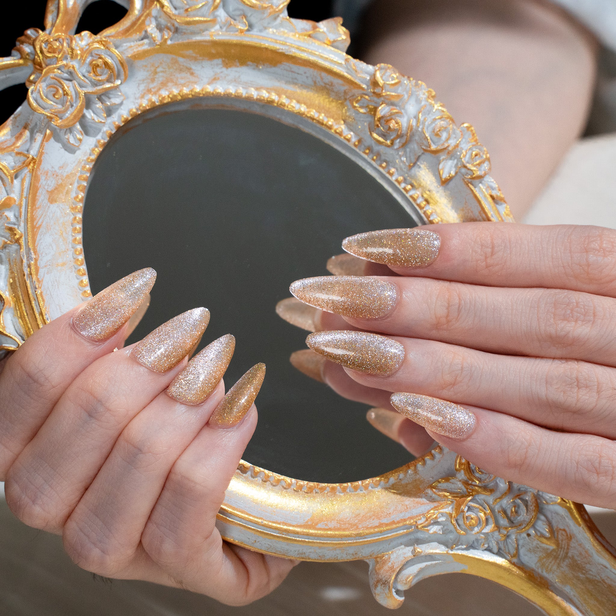 Handmade Medium Almond Press-On Nails - Yellow Magnet Solid Color 10 Pcs #266