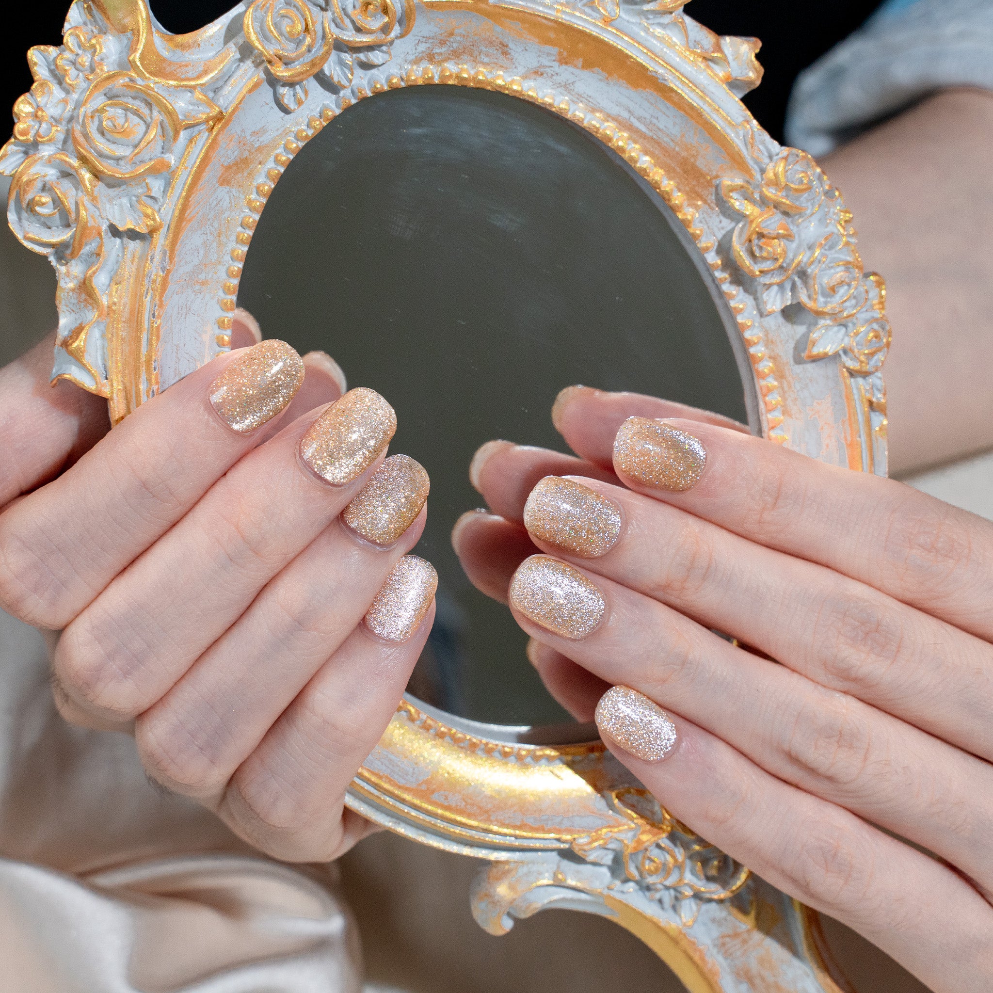 Handmade Short Squoval Round Press-On Nails - Yellow Magnet Solid Color 10 Pcs #268