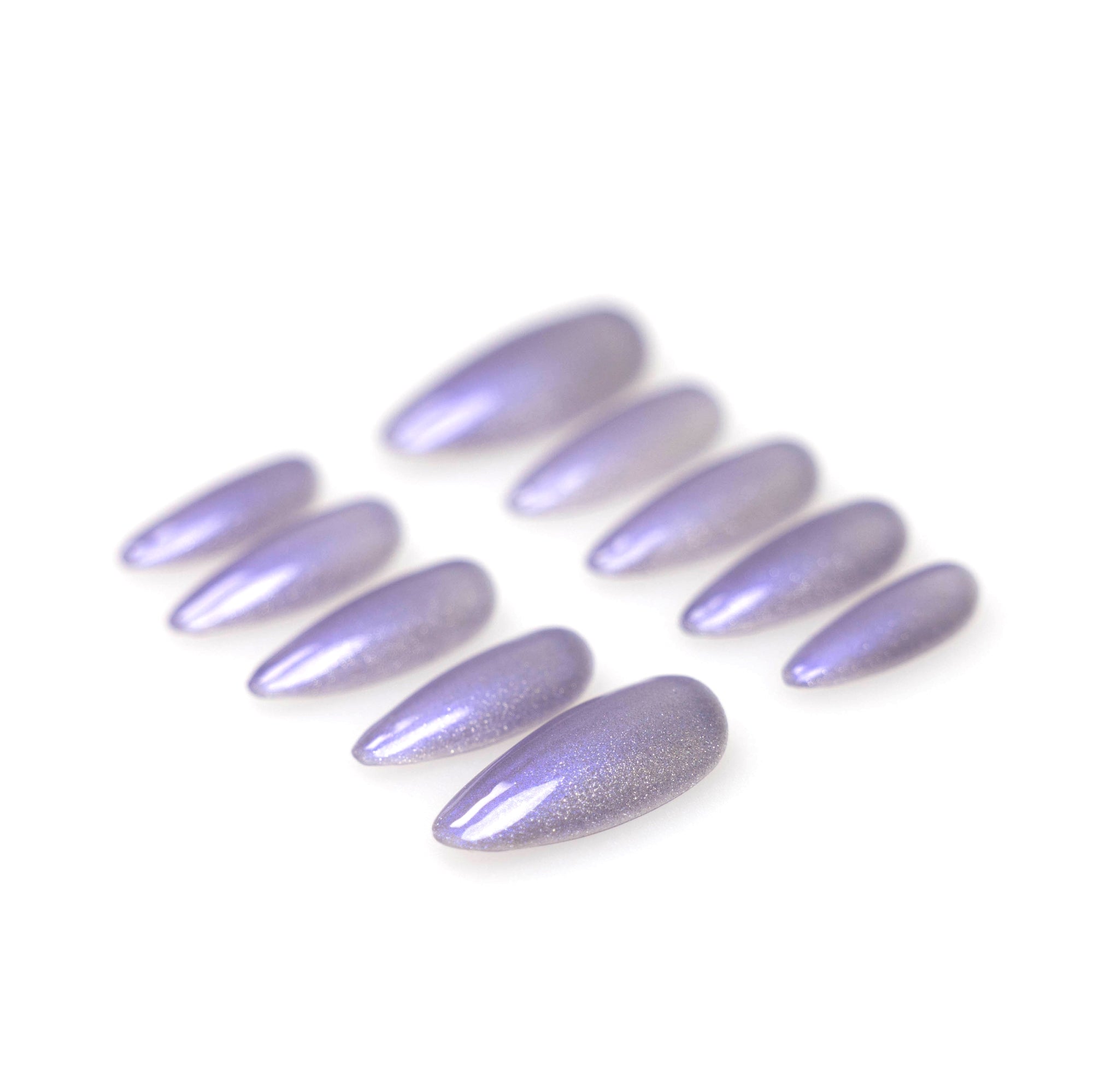 Ongles press-on faits main Moyen Amande – Violet Aurore Aimant Minimaliste Dégradé 10 pièces #118