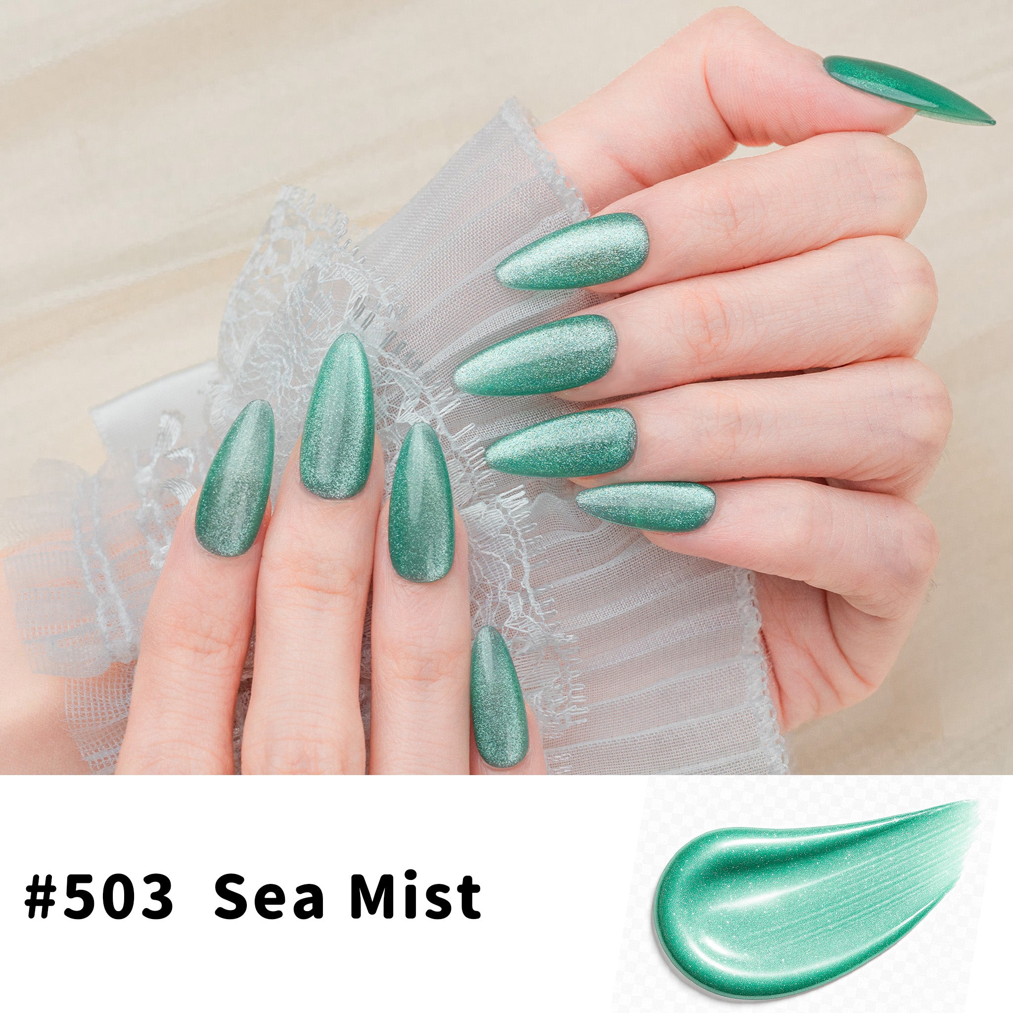 Sun&Beam Nails One-Step Gel Polish 3-in-1 Cat Eye 12ml｜No Base or Top Coat Needed｜UV Light Recommended｜Easy Removal (#503 Sea Mist)