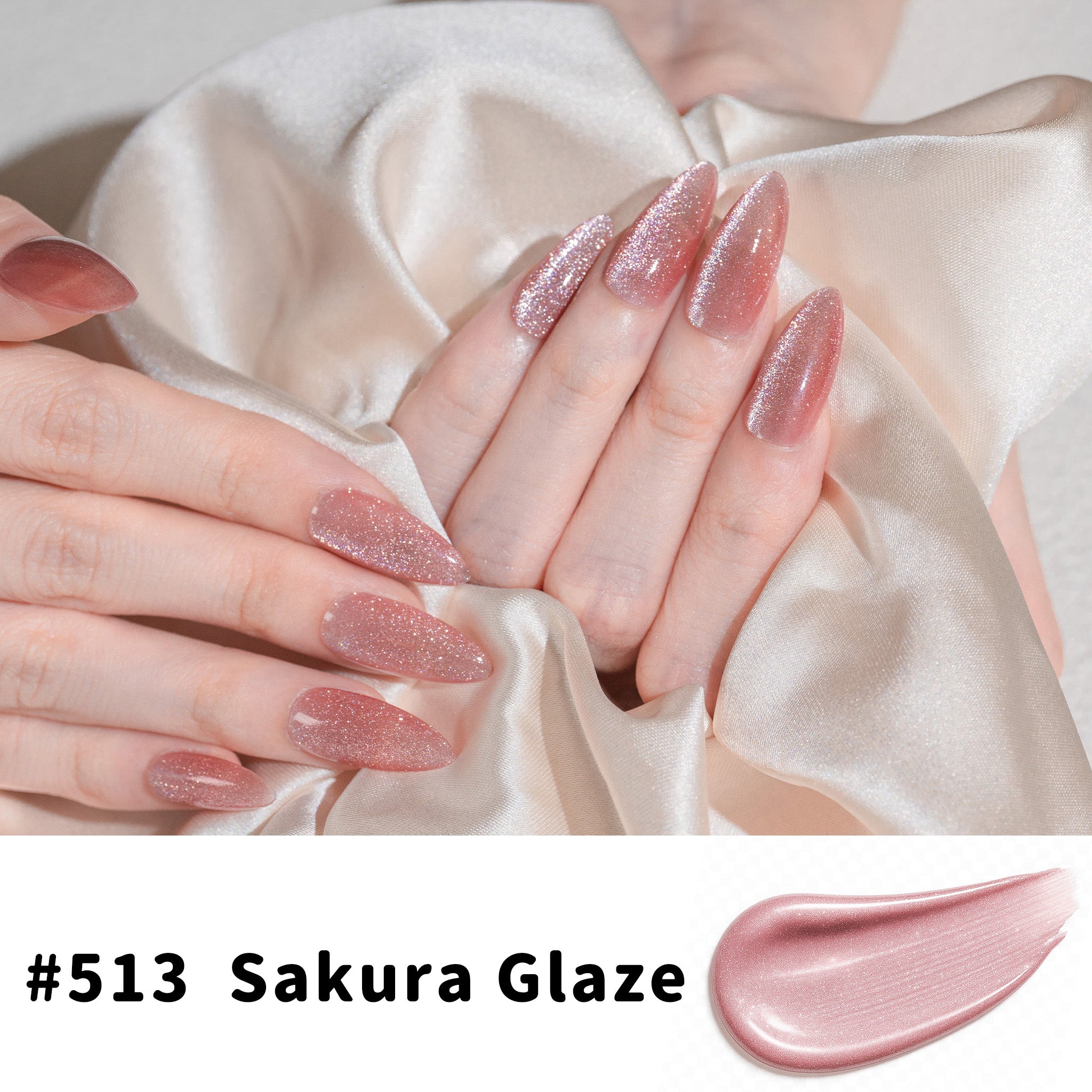 One-Step Gel Polish 3-in-1 Cat Eye 12ml｜No Base or Top Coat Needed｜UV Light Recommended｜Easy Removal (#513 Sakura Glaze)