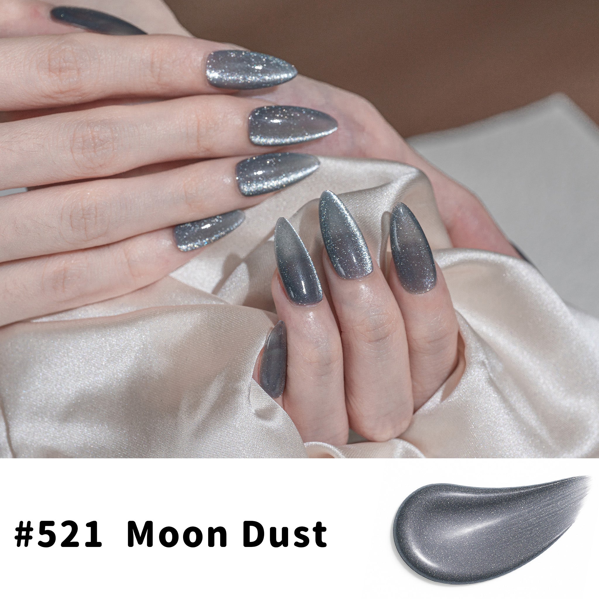 One-Step Gel Polish 3-in-1 Cat Eye 12ml｜No Base or Top Coat Needed｜UV Light Recommended｜Easy Removal (#521 Moon Dust)