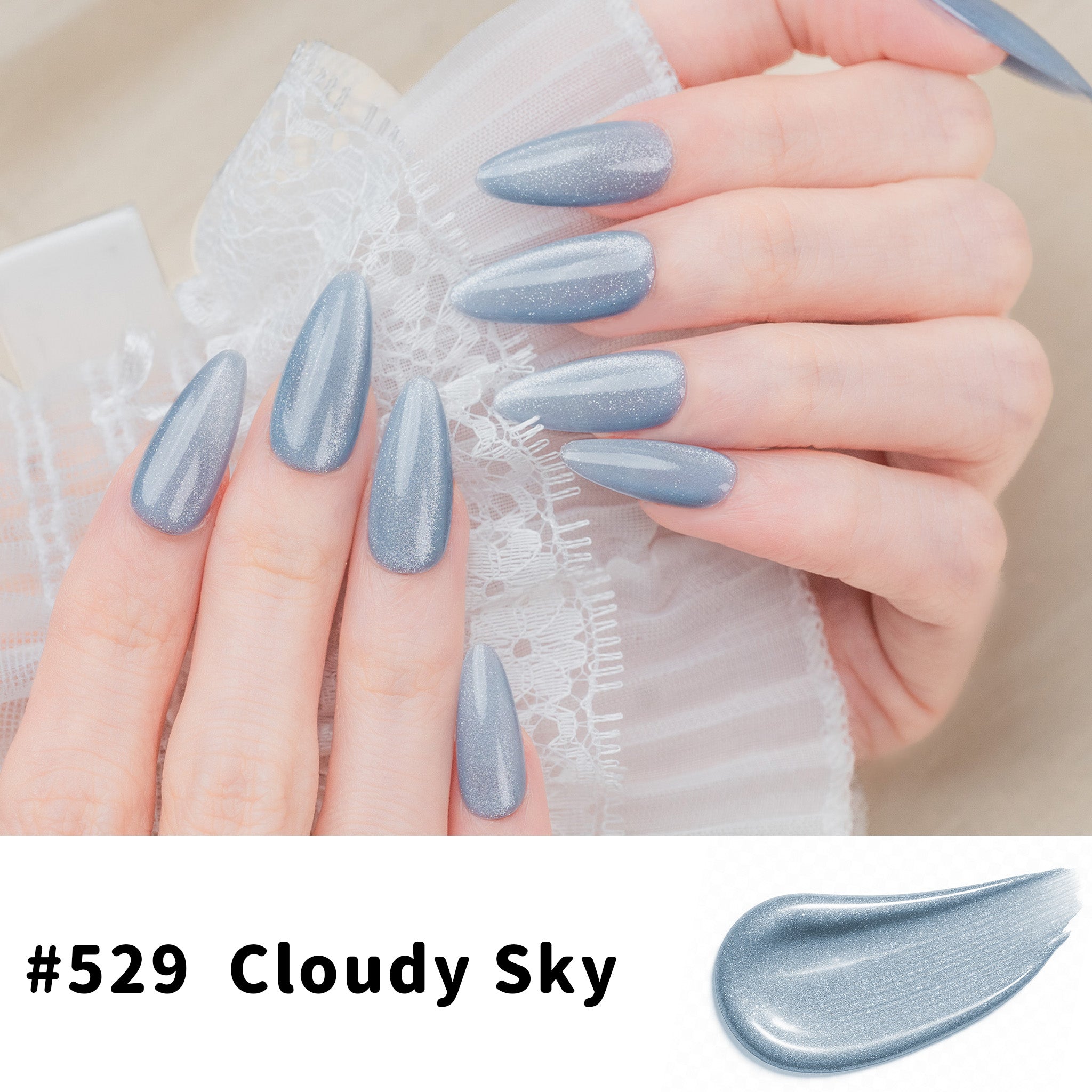 One-Step Gel Polish 3-in-1 Cat Eye 12ml｜No Base or Top Coat Needed｜UV Light Recommended｜Easy Removal (#529 Cloudy Sky)