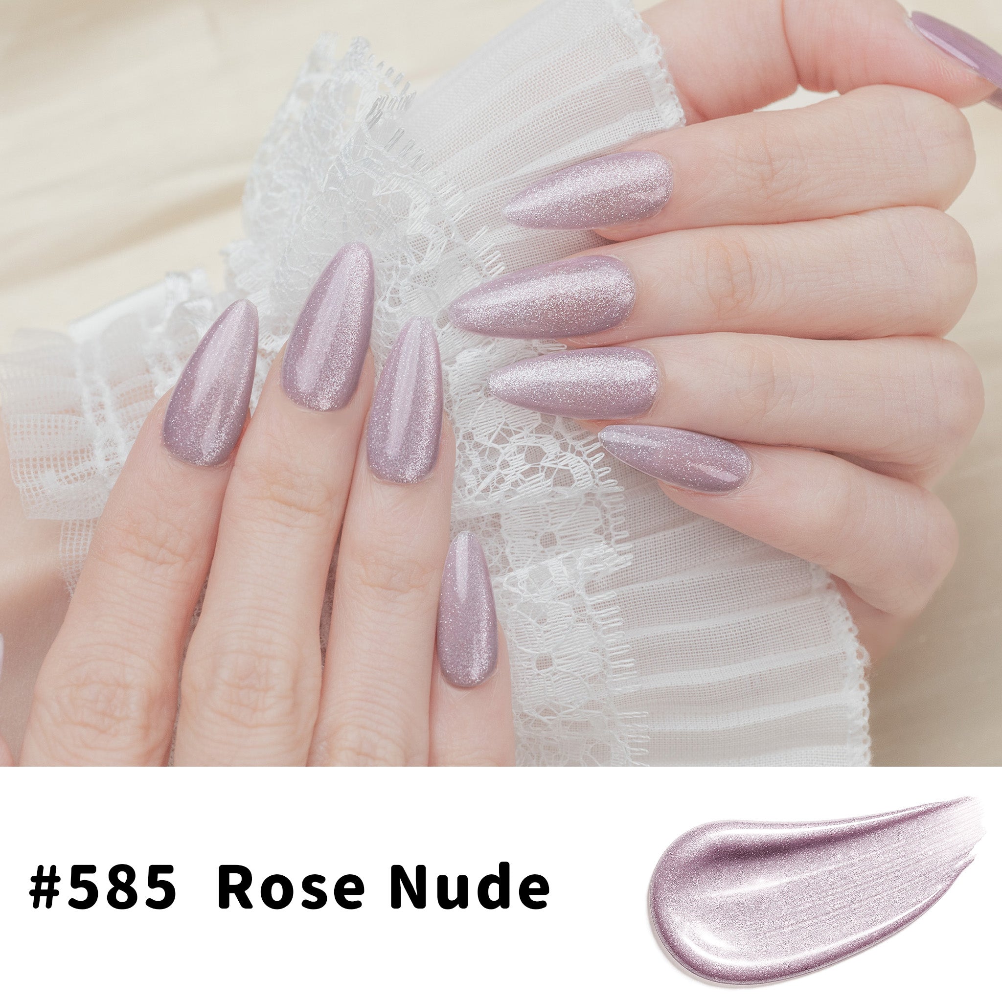 One-Step Gel Polish 3-in-1 Cat Eye 12ml｜No Base or Top Coat Needed｜UV Light Recommended｜Easy Removal (#585 Rose Nude)