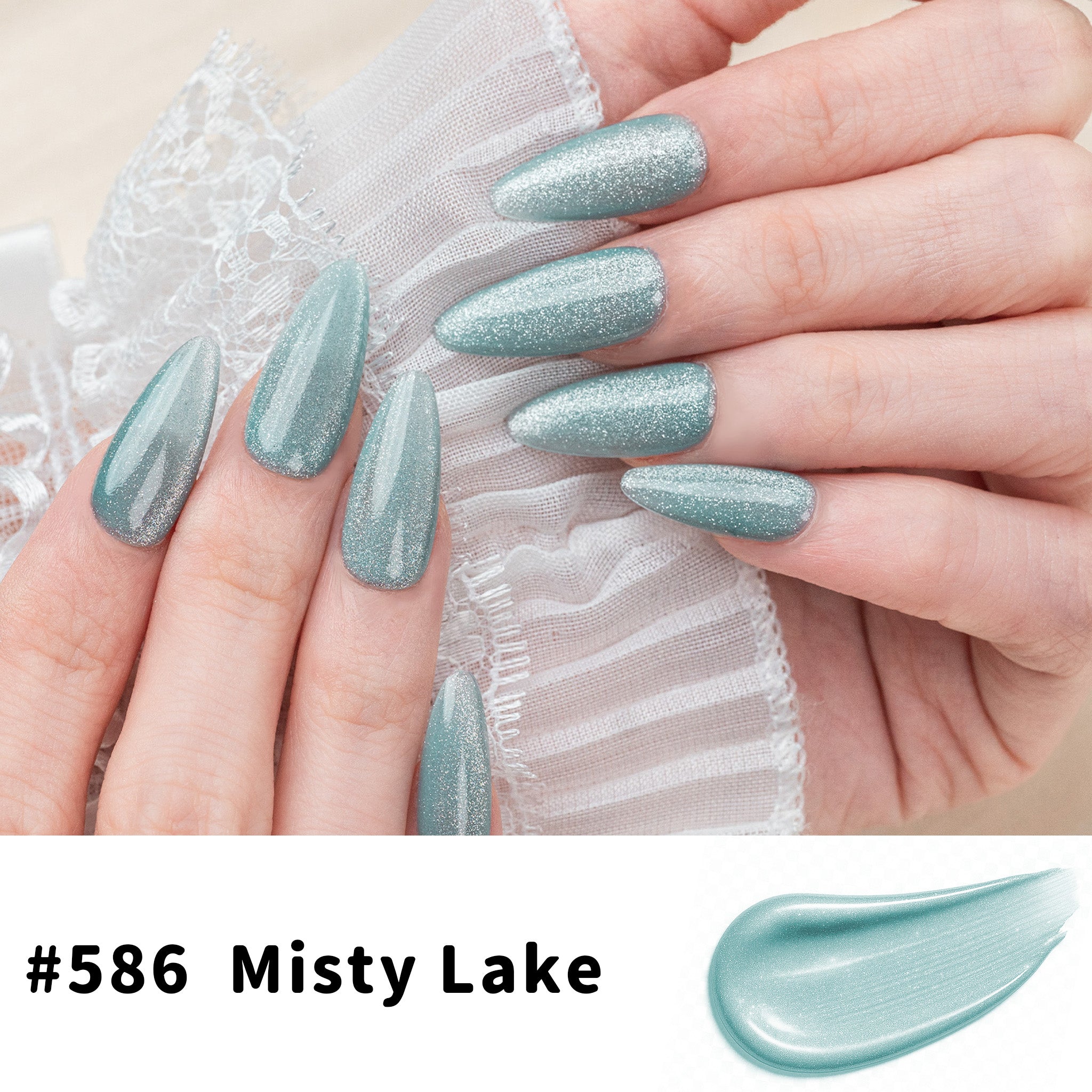 One-Step Gel Polish 3-in-1 Cat Eye 12ml｜No Base or Top Coat Needed｜UV Light Recommended｜Easy Removal (#586 Misty Lake)
