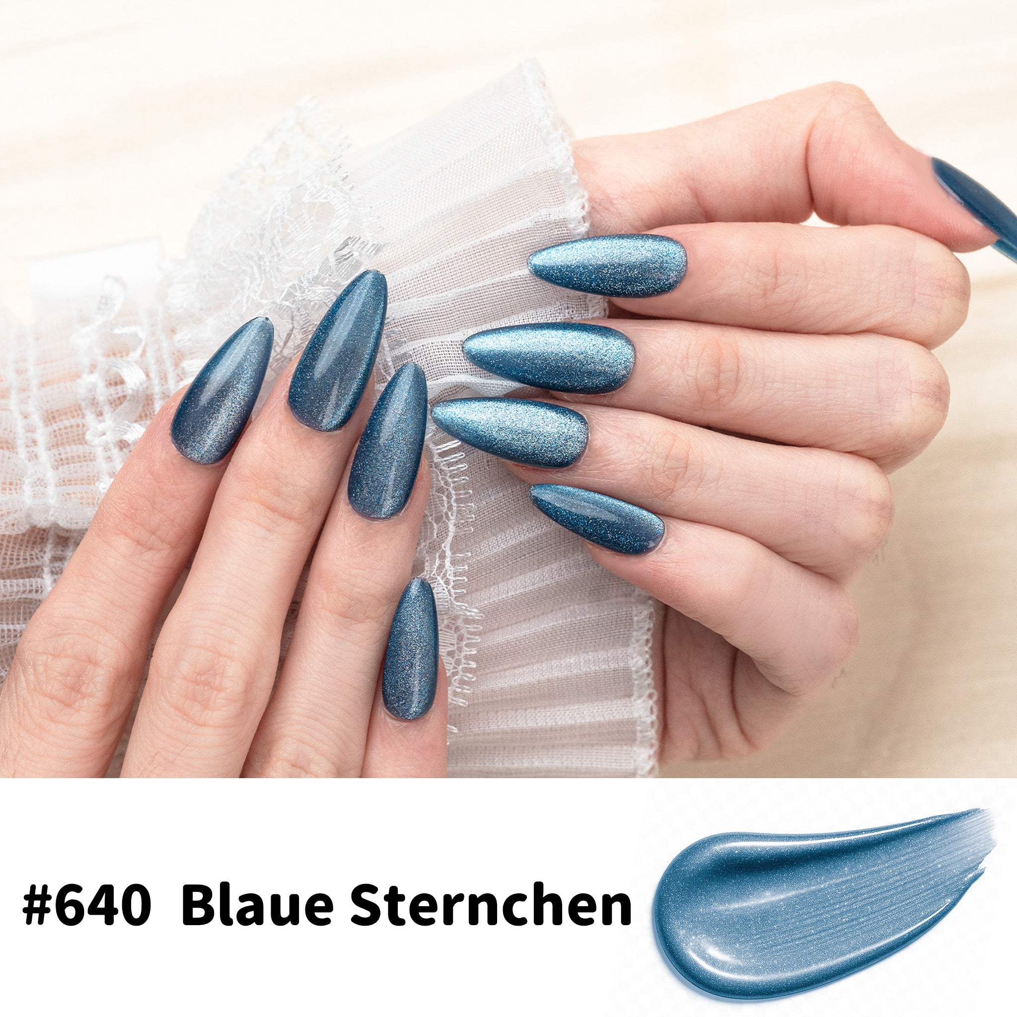 One-Step Gel Polish 3-in-1 Cat Eye 12ml｜No Base or Top Coat Needed｜UV Light Recommended｜Easy Removal (#640 Blue Stardust)