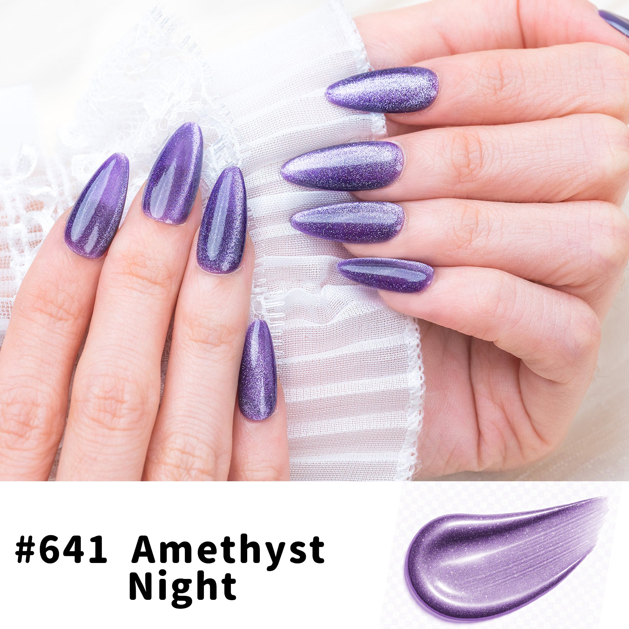 One-Step Gel Polish 3-in-1 Cat Eye 12ml｜No Base or Top Coat Needed｜UV Light Recommended｜Easy Removal (#641 Amethyst Night)