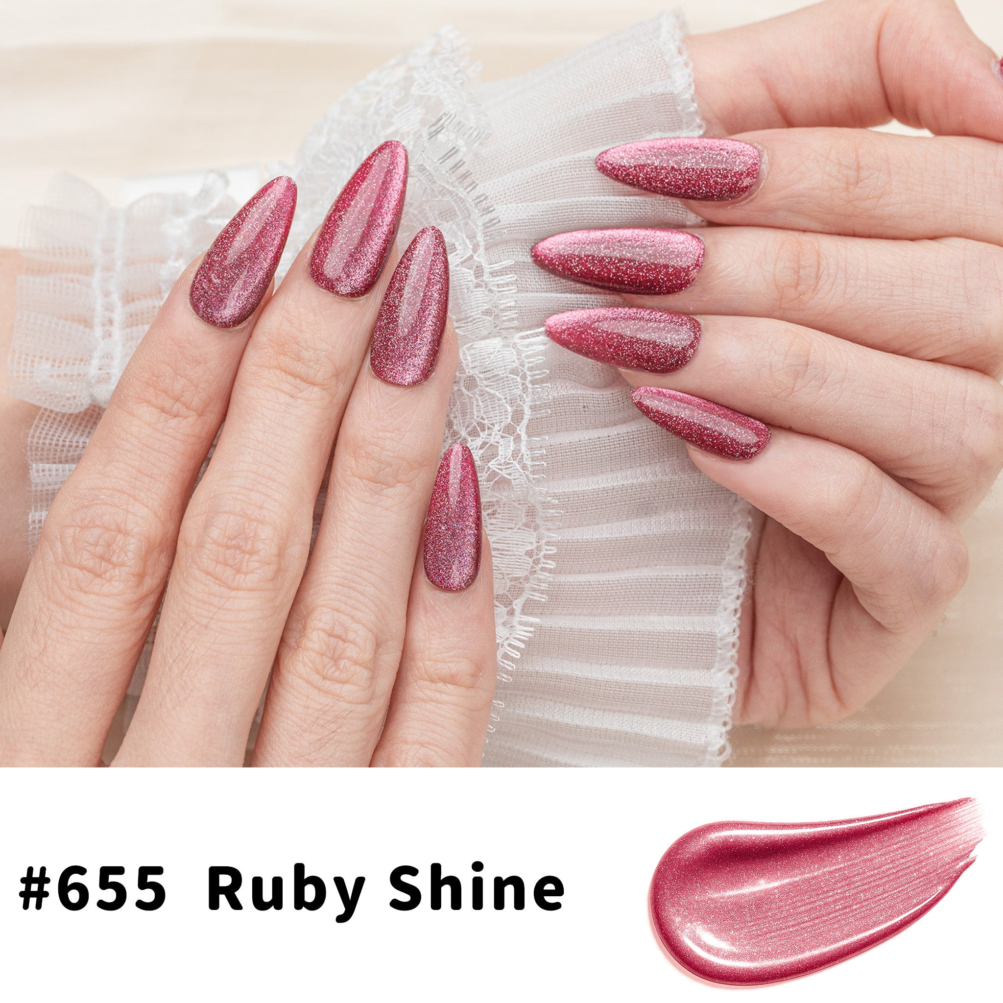 One-Step Gel Polish 3-in-1 Cat Eye 12ml｜No Base or Top Coat Needed｜UV Light Recommended｜Easy Removal (#655 Ruby Shine)