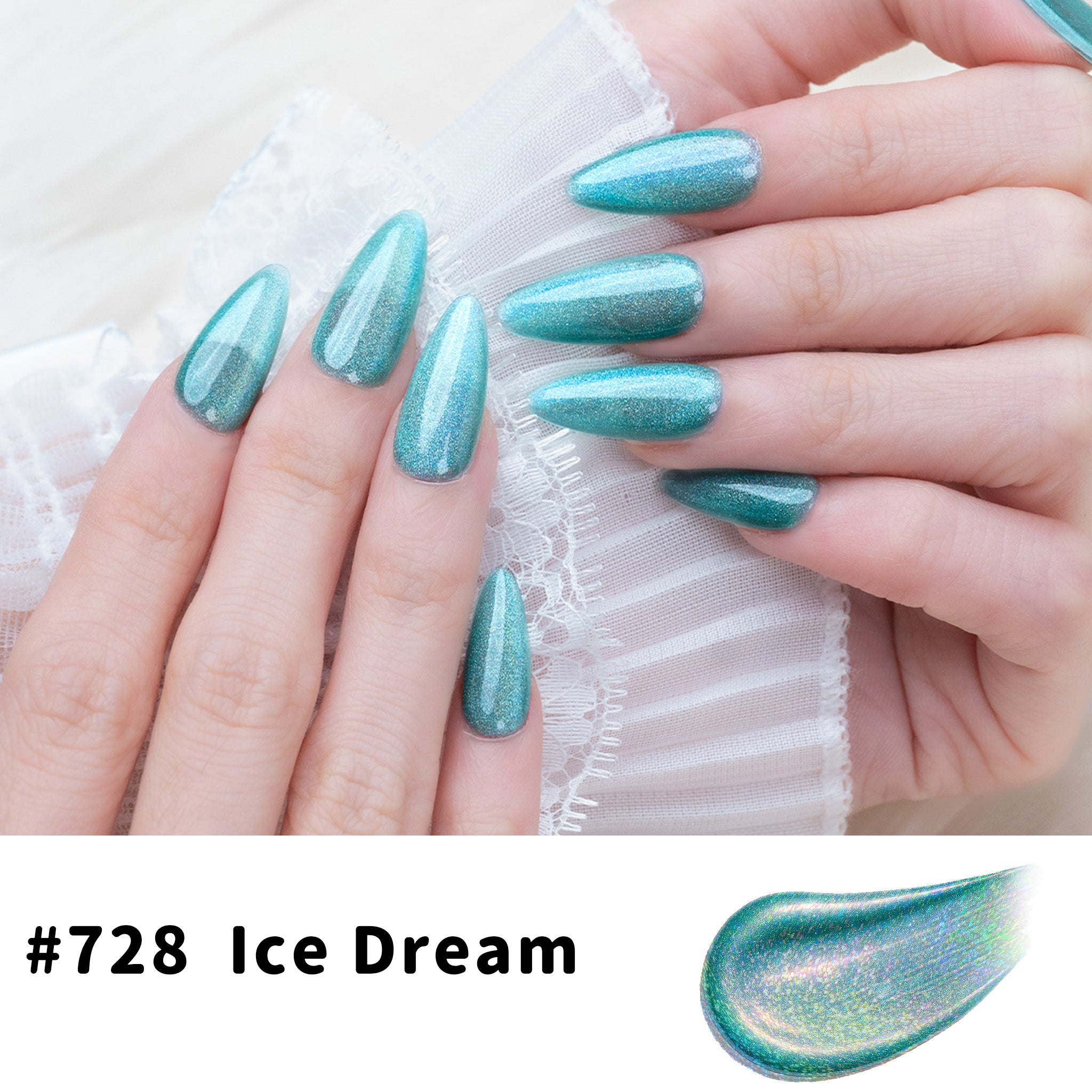 One-Step Gel Polish 3-in-1 Cat Eye 12ml｜No Base or Top Coat Needed｜UV Light Recommended｜Easy Removal (#728 Ice Dream)