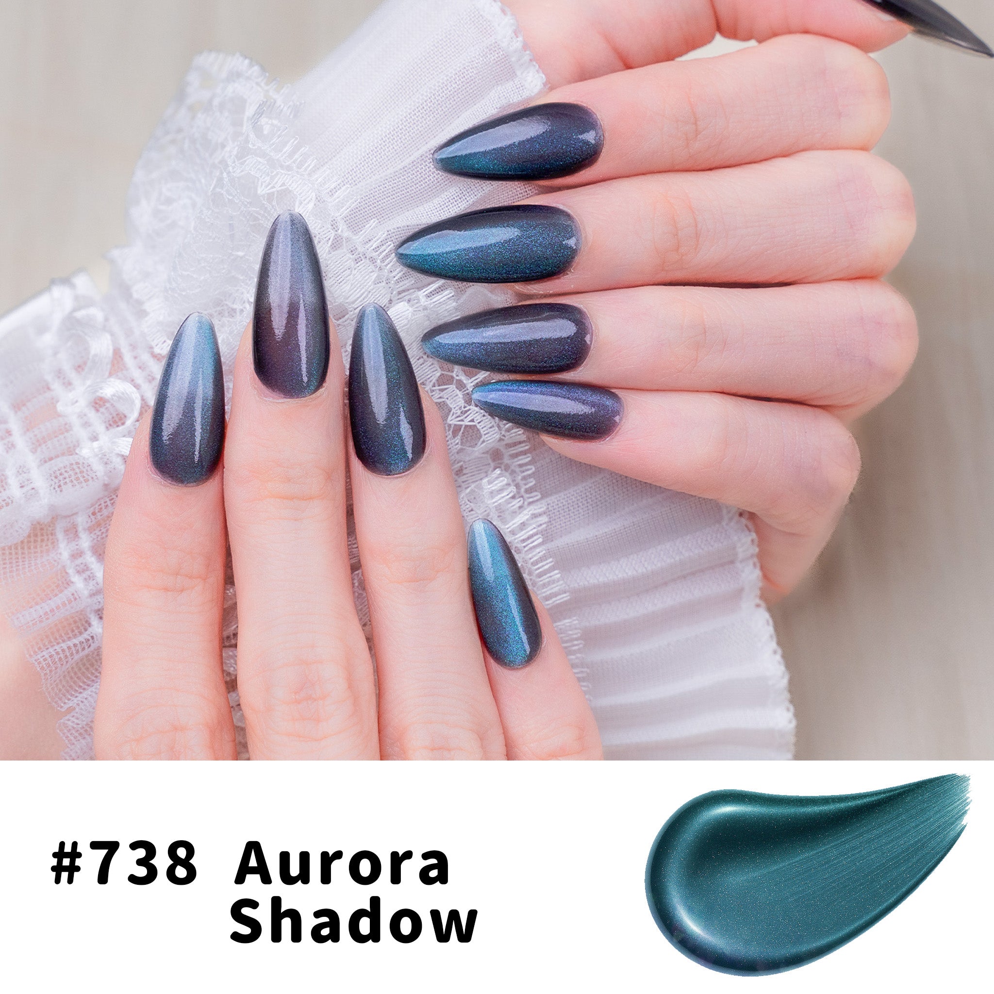 One-Step Gel Polish 3-in-1 Cat Eye 12ml｜No Base or Top Coat Needed｜UV Light Recommended｜Easy Removal (#738 Aurora Shadow)