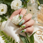 Handmade Green Garden Press-On Nails #009