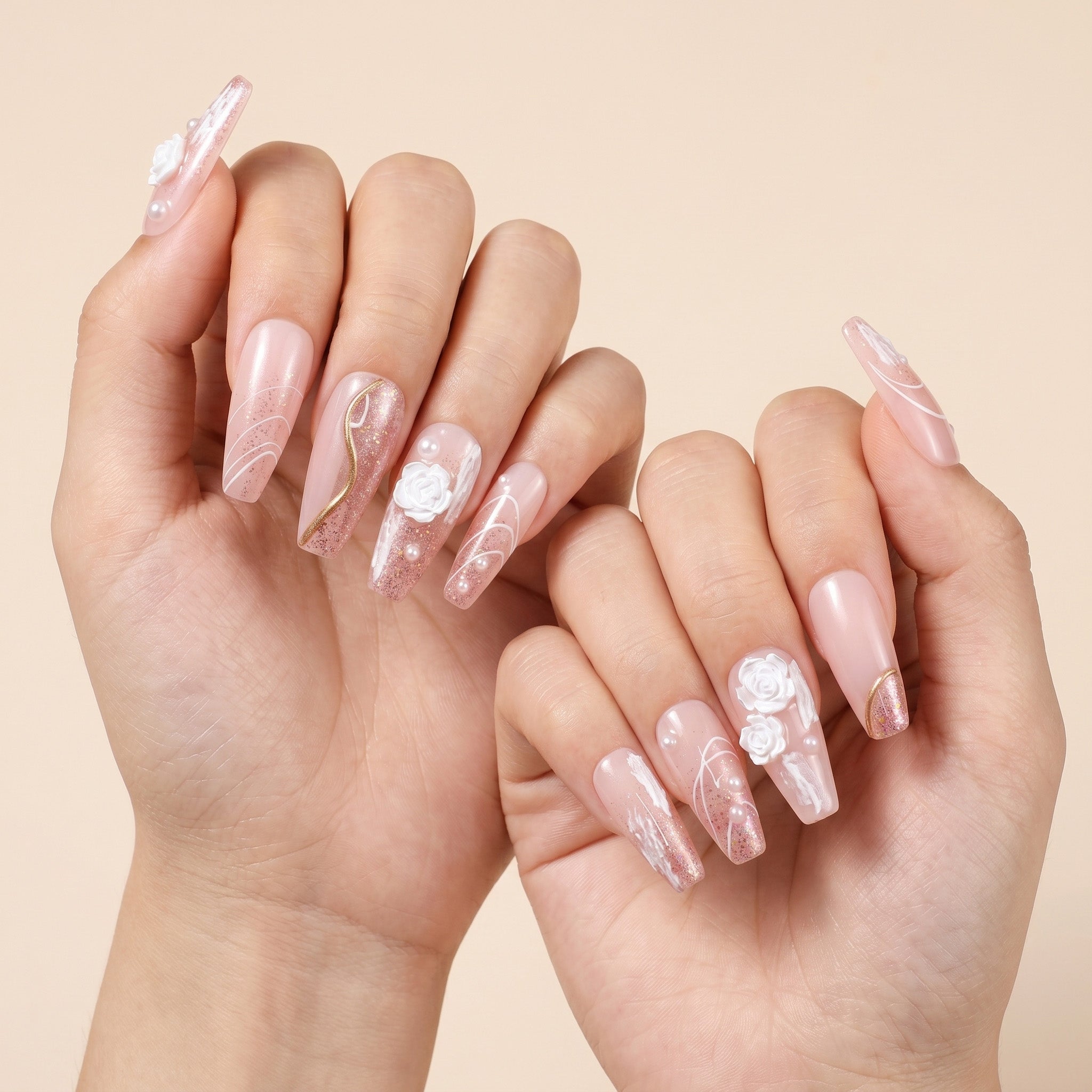 Handmade Rose Garden Press-On Nails #002