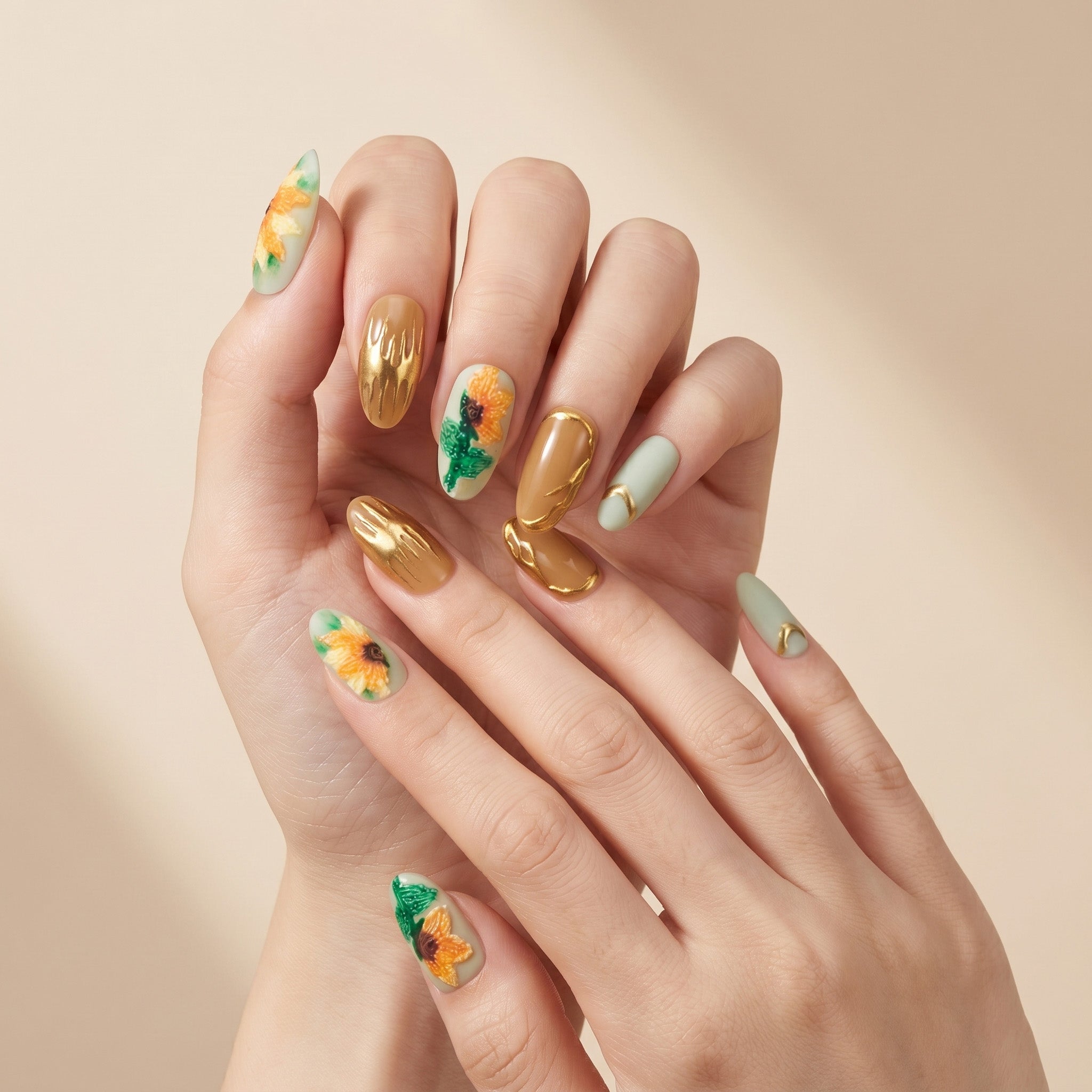 Handmade Sunflower Press-On Nails #022