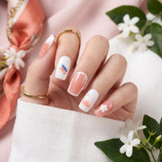 Handmade Cream Drip & Daisy Press-On Nails #026