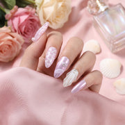 Handmade Ocean Pearl & Shell Press-On Nails #029
