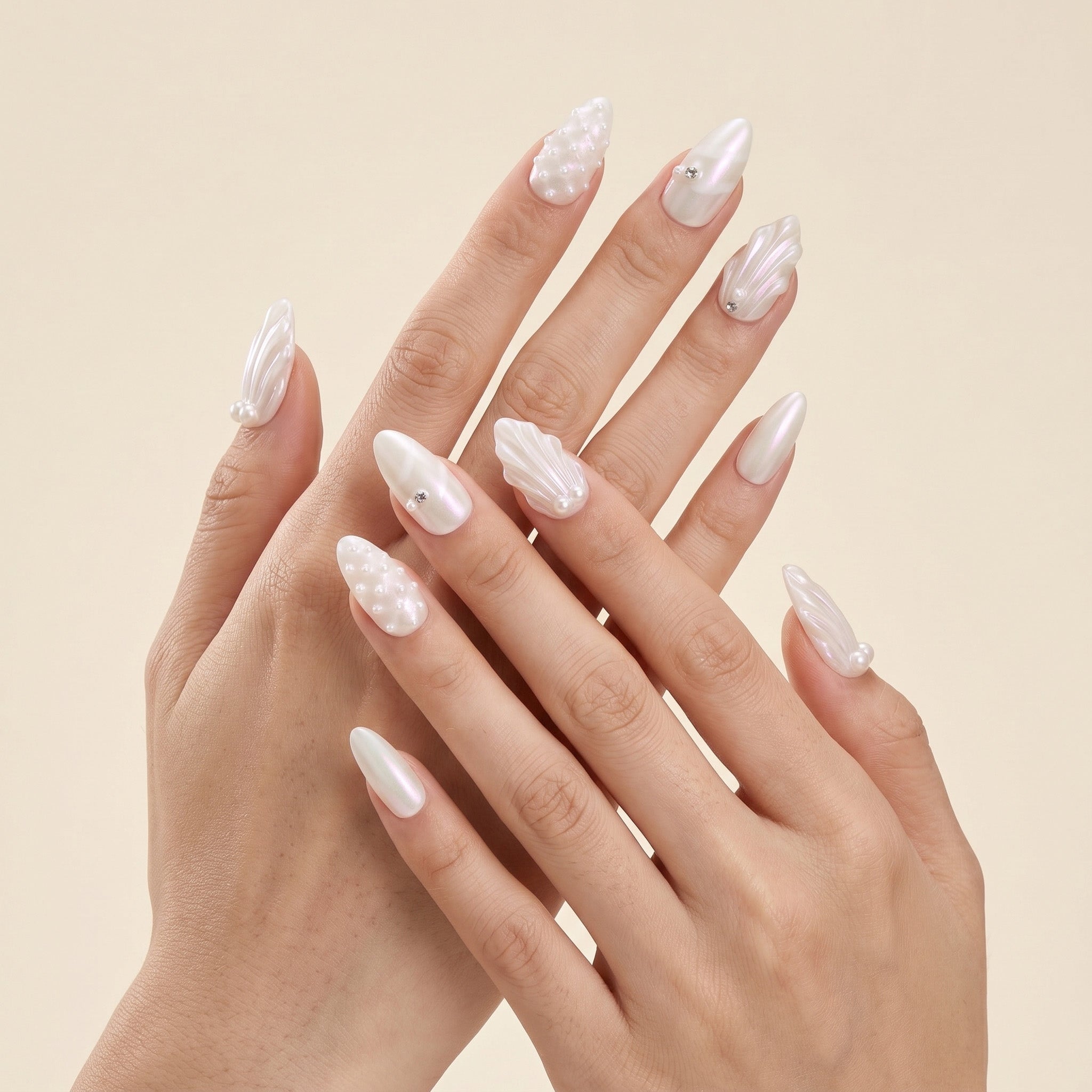 Handmade Pearl Ocean Press-On Nails #030
