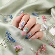 Handmade Mint Garden Floral Press-On Nails #031