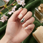Faux ongles faits main motif floral oriental #076