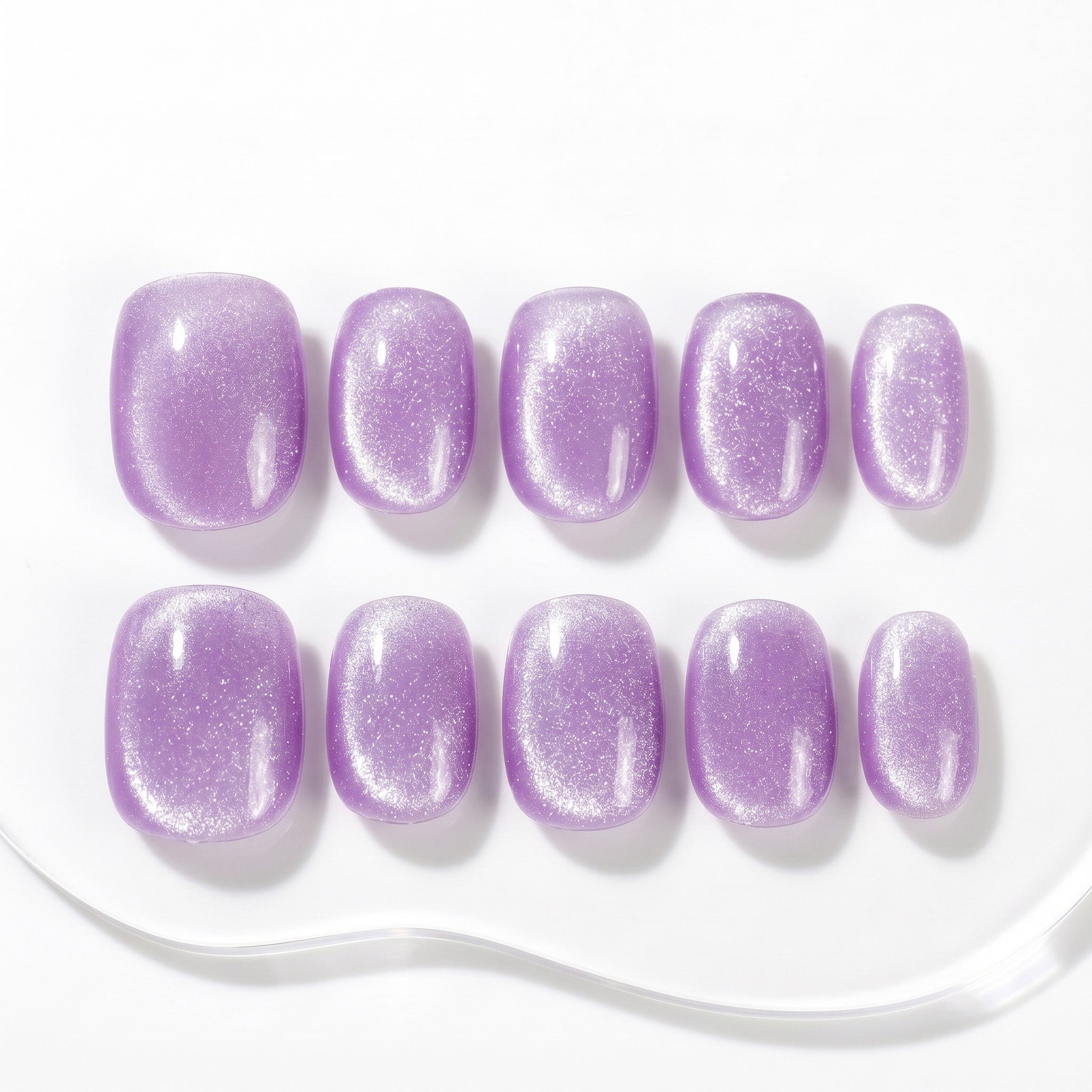 Faux ongles faits main lavande scintillante #094
