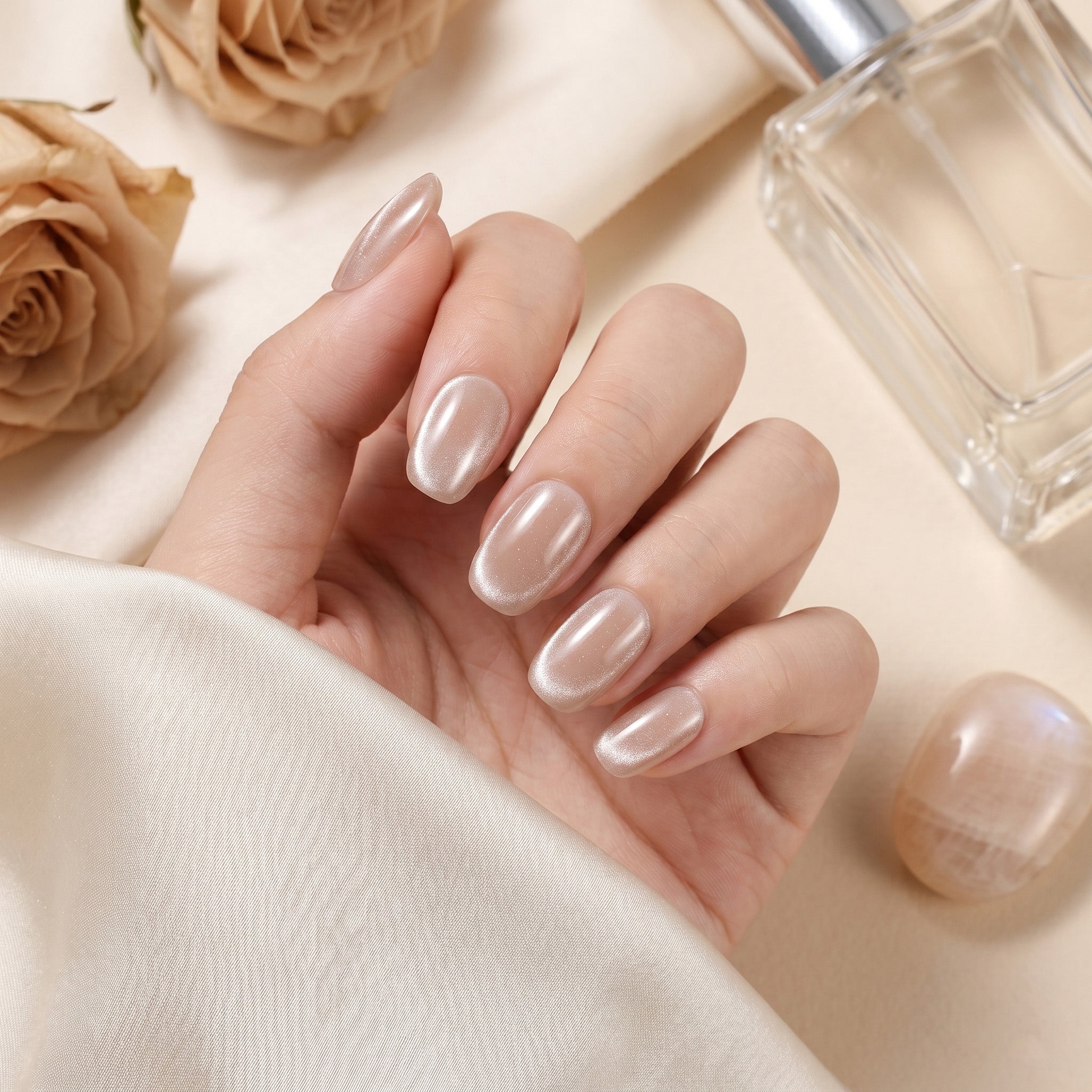 Faux ongles faits main champagne doré #095