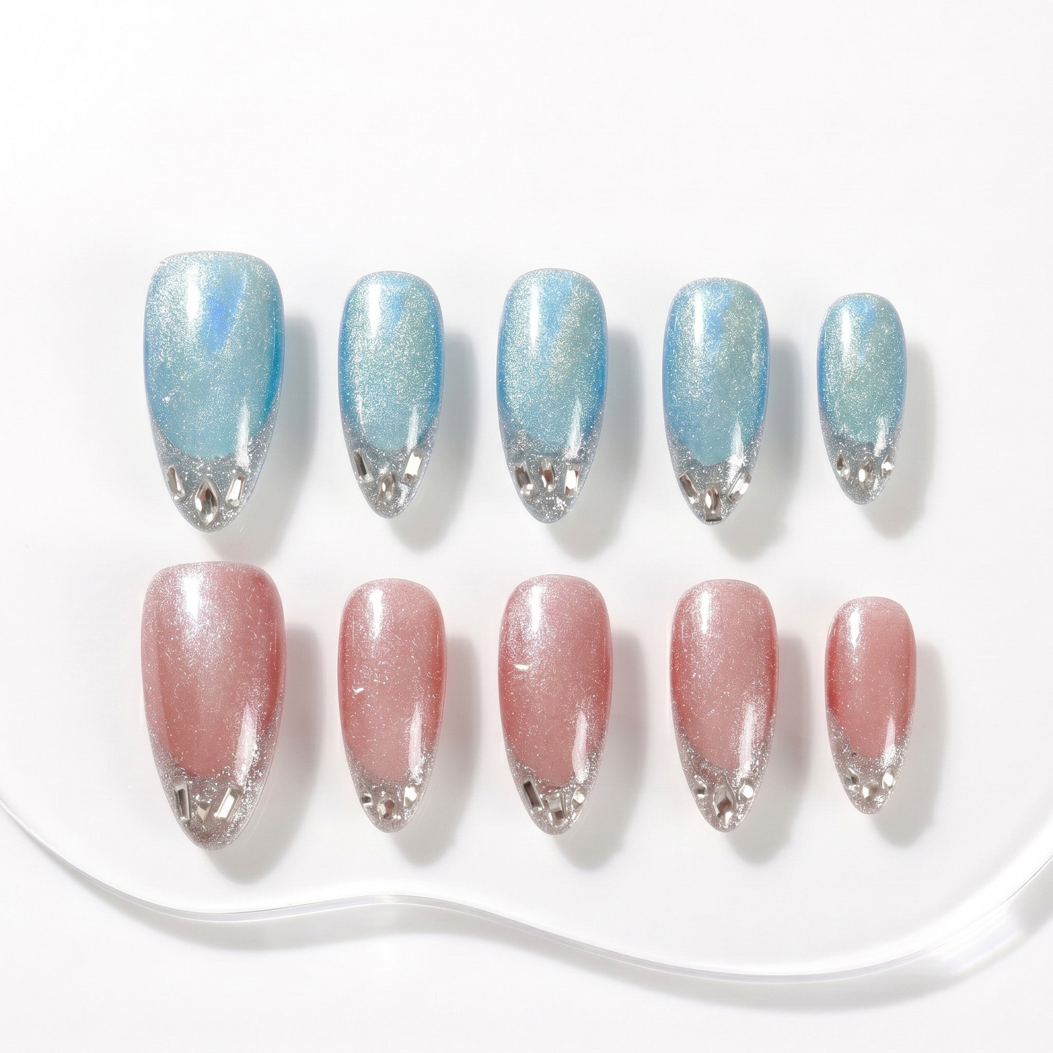 Handmade Ocean Pearl Gradient Press-On Nails #319