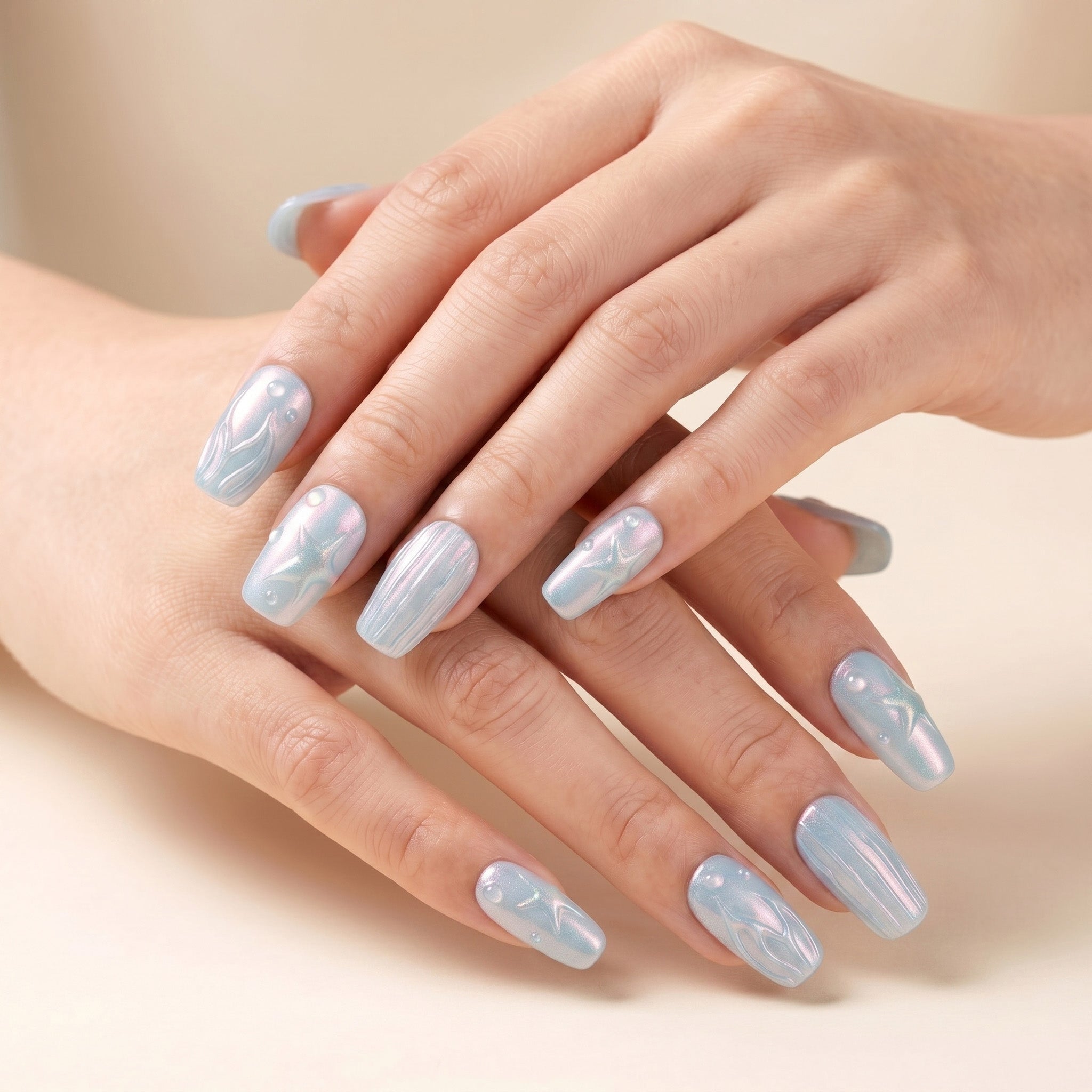 Handmade Ocean Pearl Press-On Nails #321