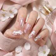 Handmade Cherry Blossom & Pearl Press-On Nails #322