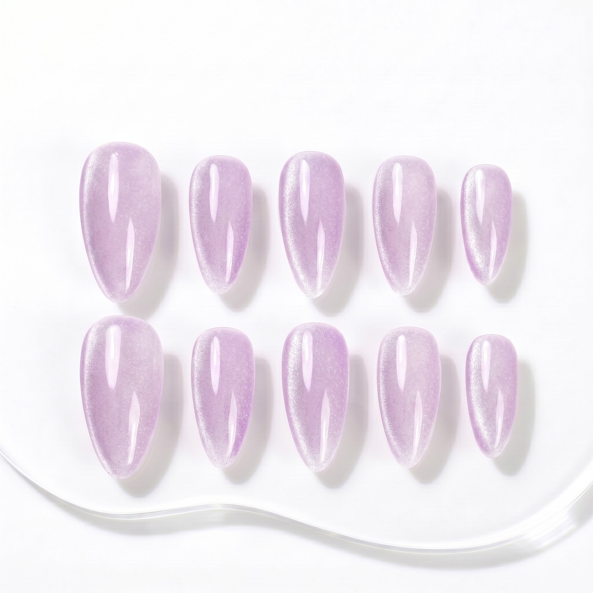 Handmade Medium Almond Press-On Nails - Purple Magnet Minimalist glossy 10 Pcs #120