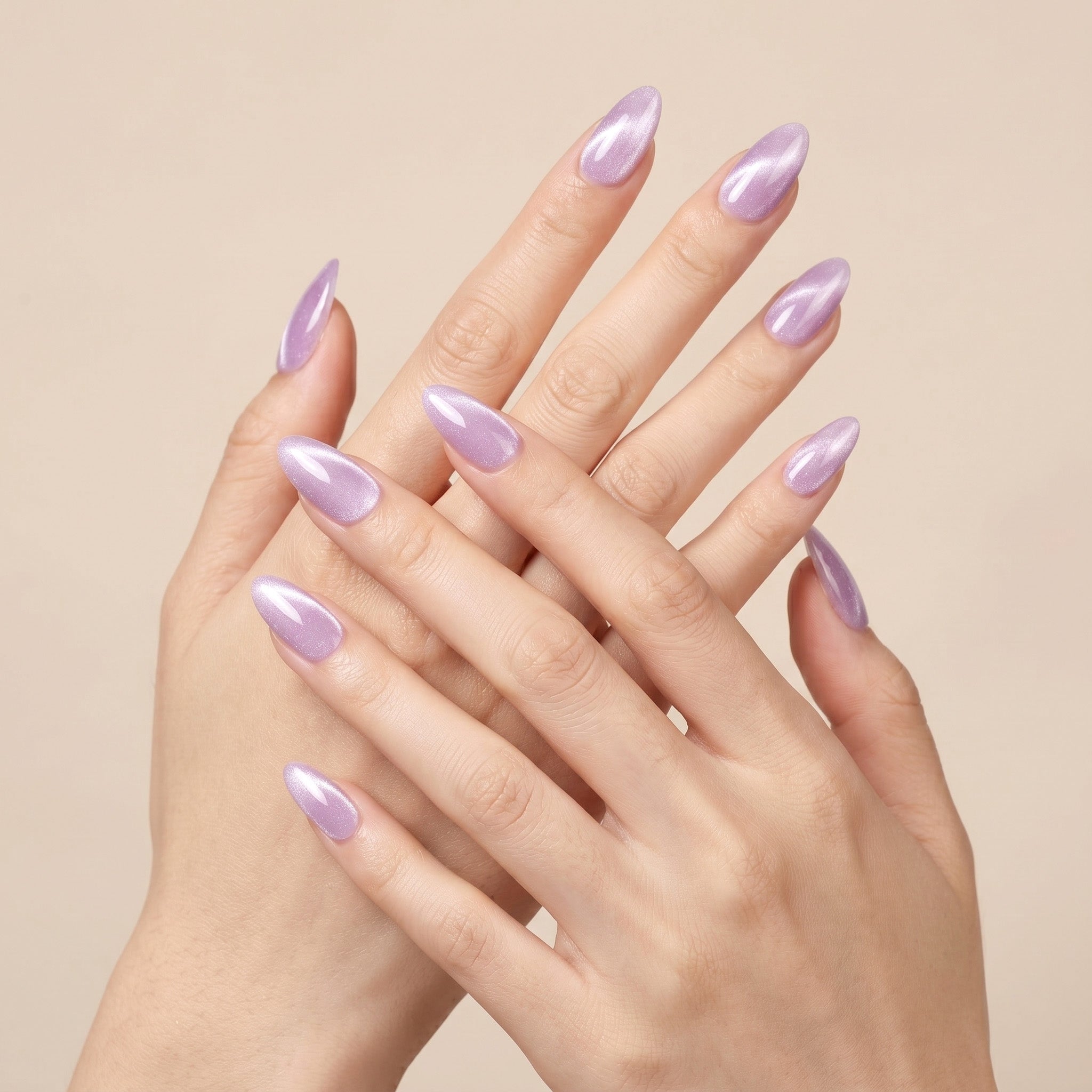 Faux ongles faits main lavande à reflets subtils #120