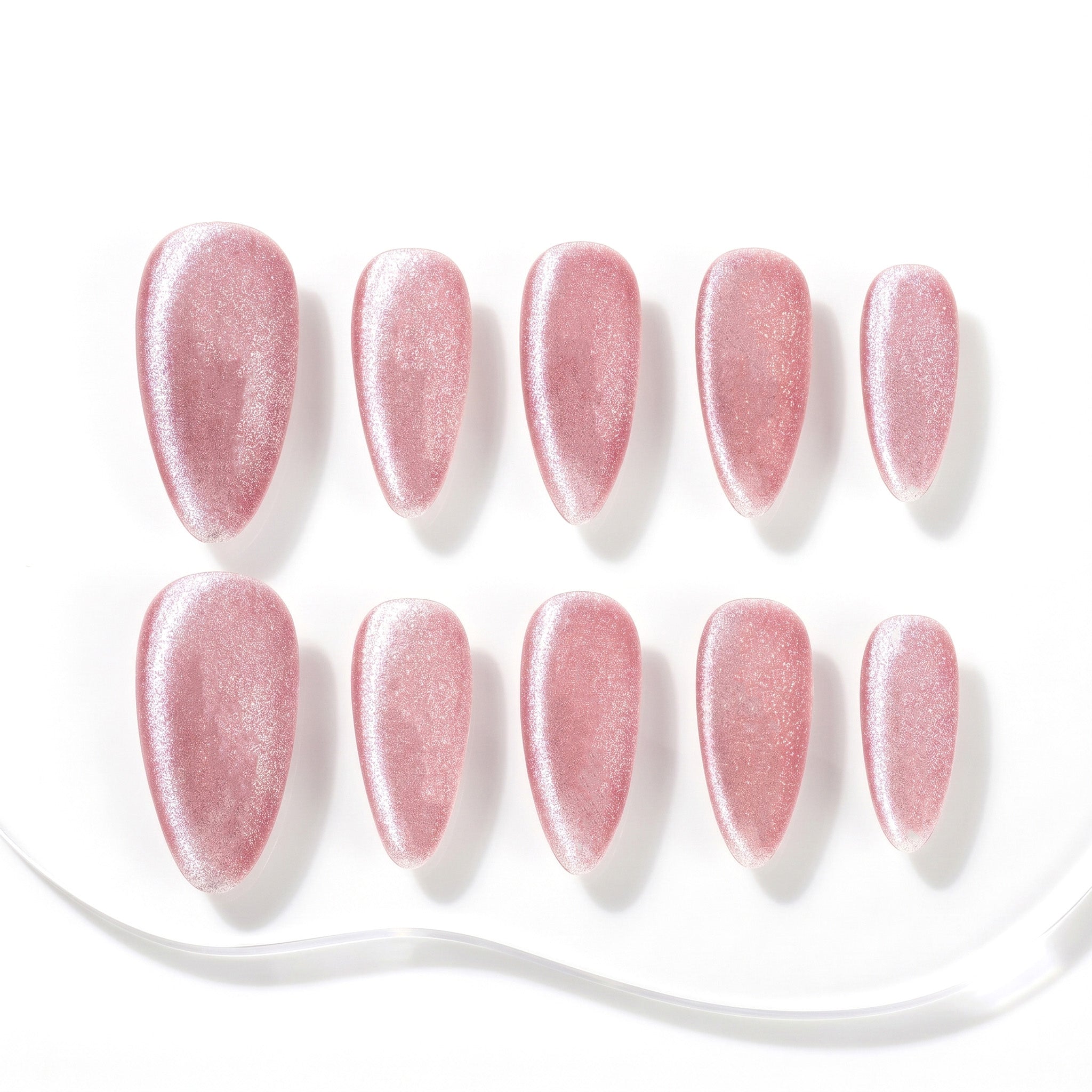 Handmade Medium Almond Press-On Nails - Purple Pink Magnet Minimalist Gradation 10 Pcs #124