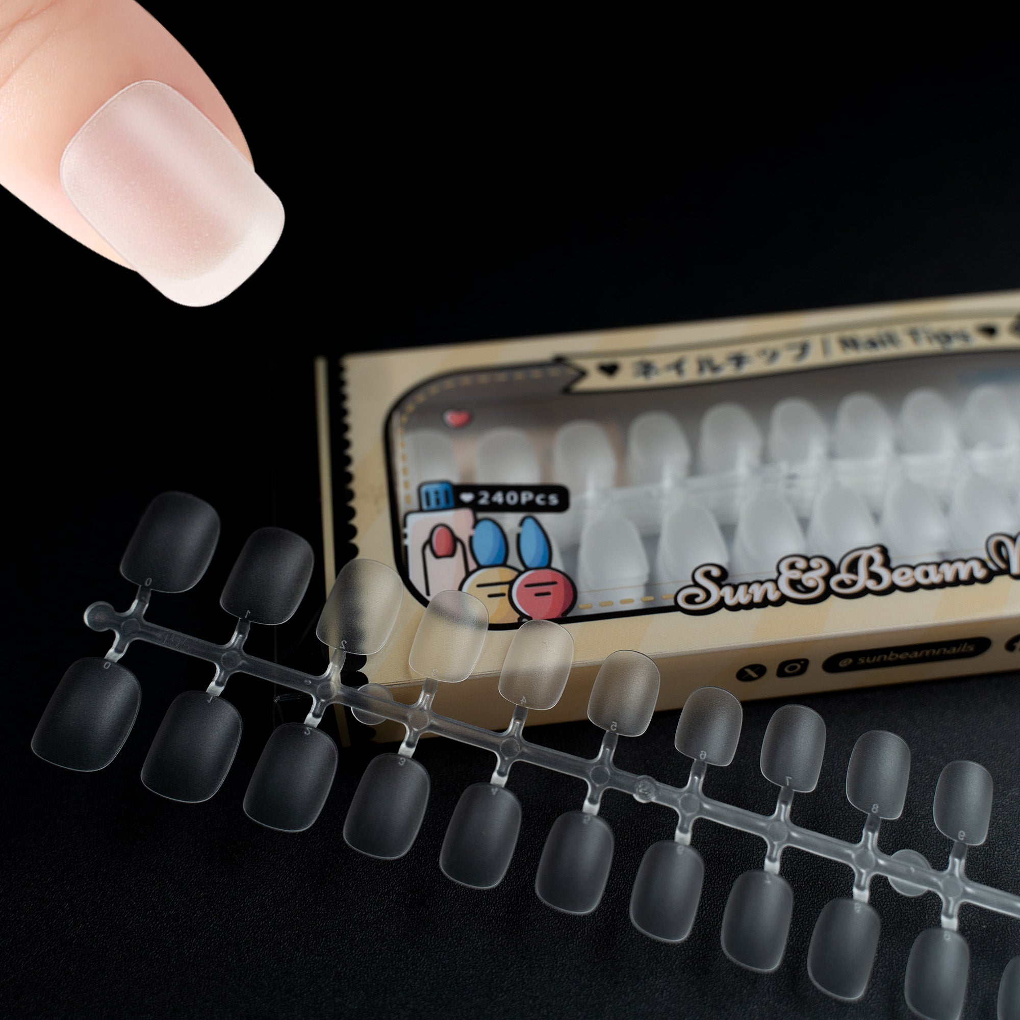 Sun&Beam Nails Fake Nails Tips Full Clear Acrylic Cover for Manicure Salons Nail Art 15 Sizes 240 Pcs