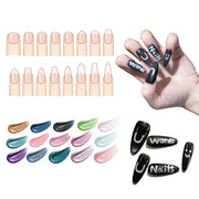 Sun&Beam Nails Hand-Drawn Custom Text Press-On Nails – Handmade Fake Nails – Choose Color, Shape, Size & Message 10 Pcs #C02