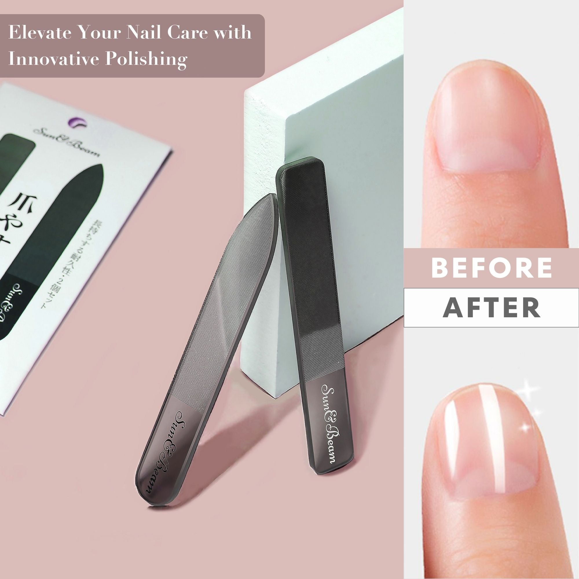 Glass Nail File Nano Nail Buffers Crystal Shine Polisher Professional Manicure Tools Kit with Box 2Pcs Set