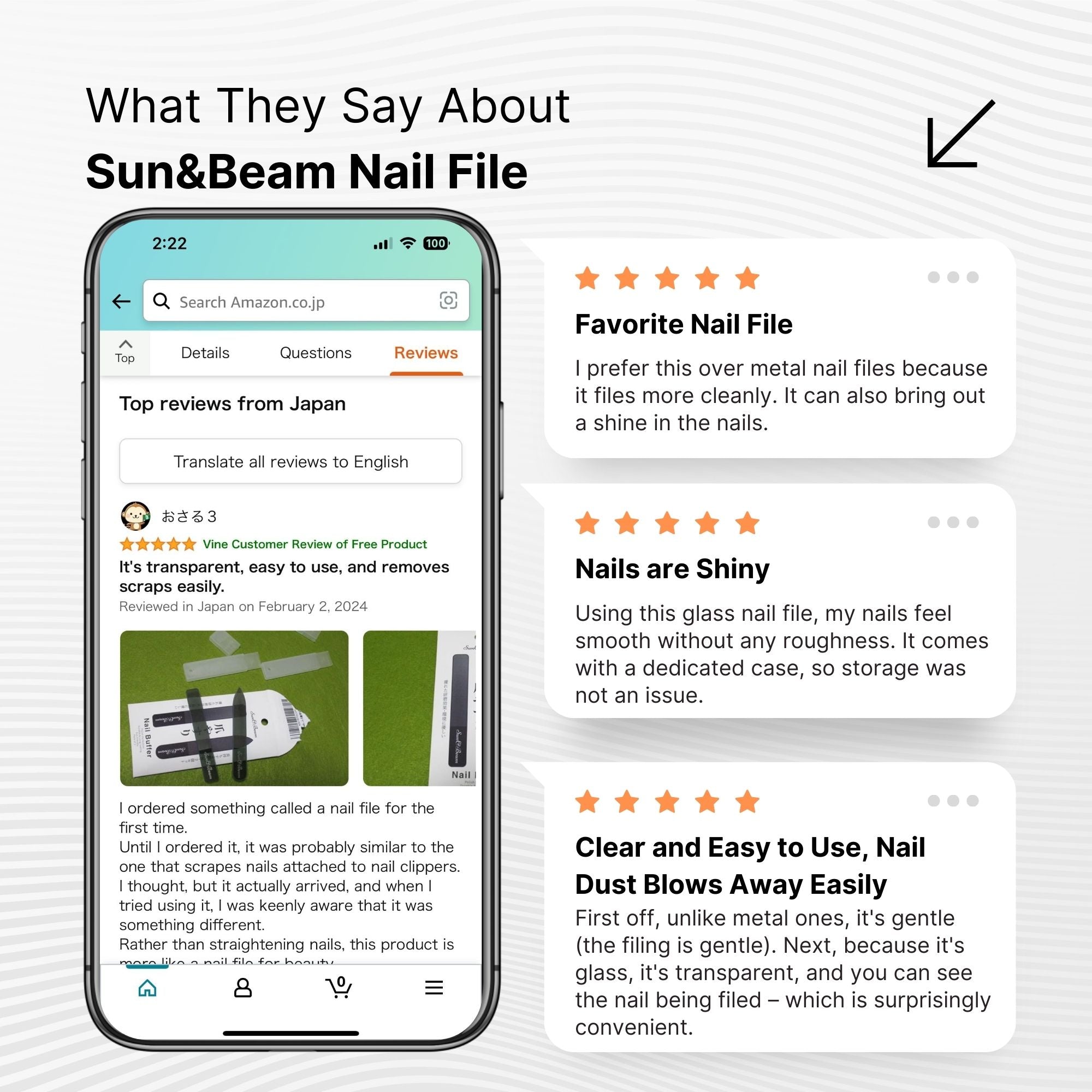 Glass Nail File Nano Nail Buffers Crystal Shine Polisher Professional Manicure Tools Kit with Box 2Pcs Set