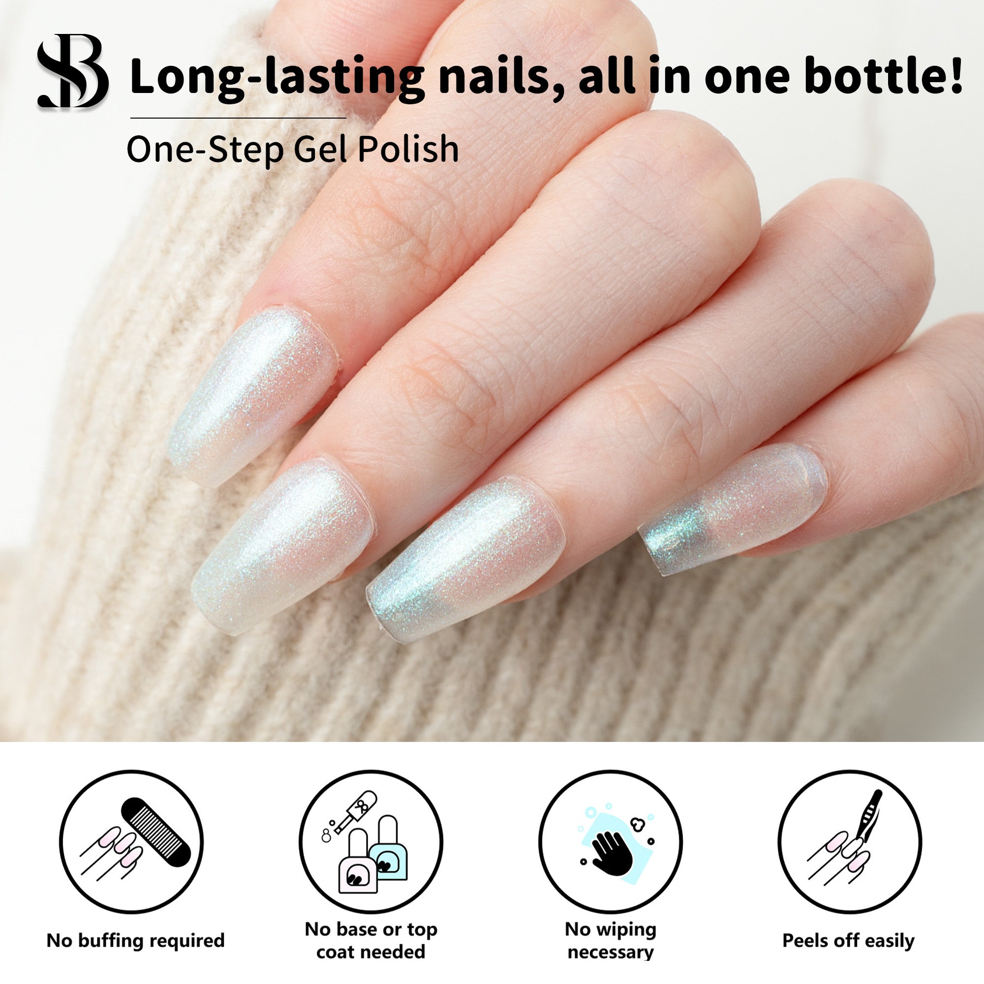 One-Step Gel Polish 3-in-1 | No Base or Top Coat Needed No Sanding UV/LED Compatible Easy Removal 15ml (#55 Aurora Mint Glow)