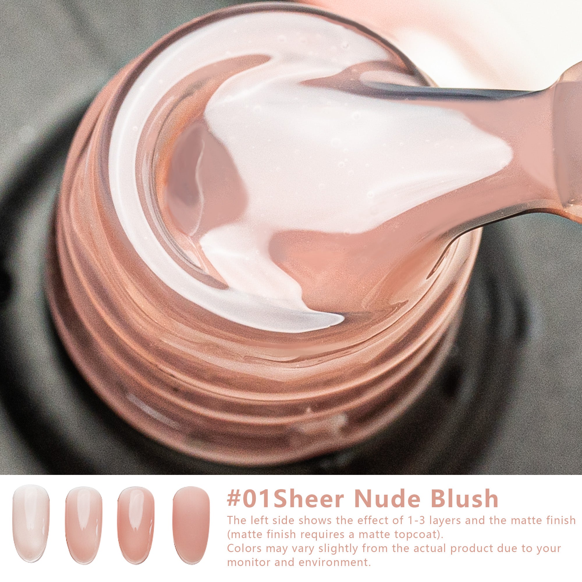 One-Step Gel Polish 3-in-1 | No Base or Top Coat Needed No Sanding UV/LED Compatible Easy Removal 15ml (#01 Sheer Nude Blush)