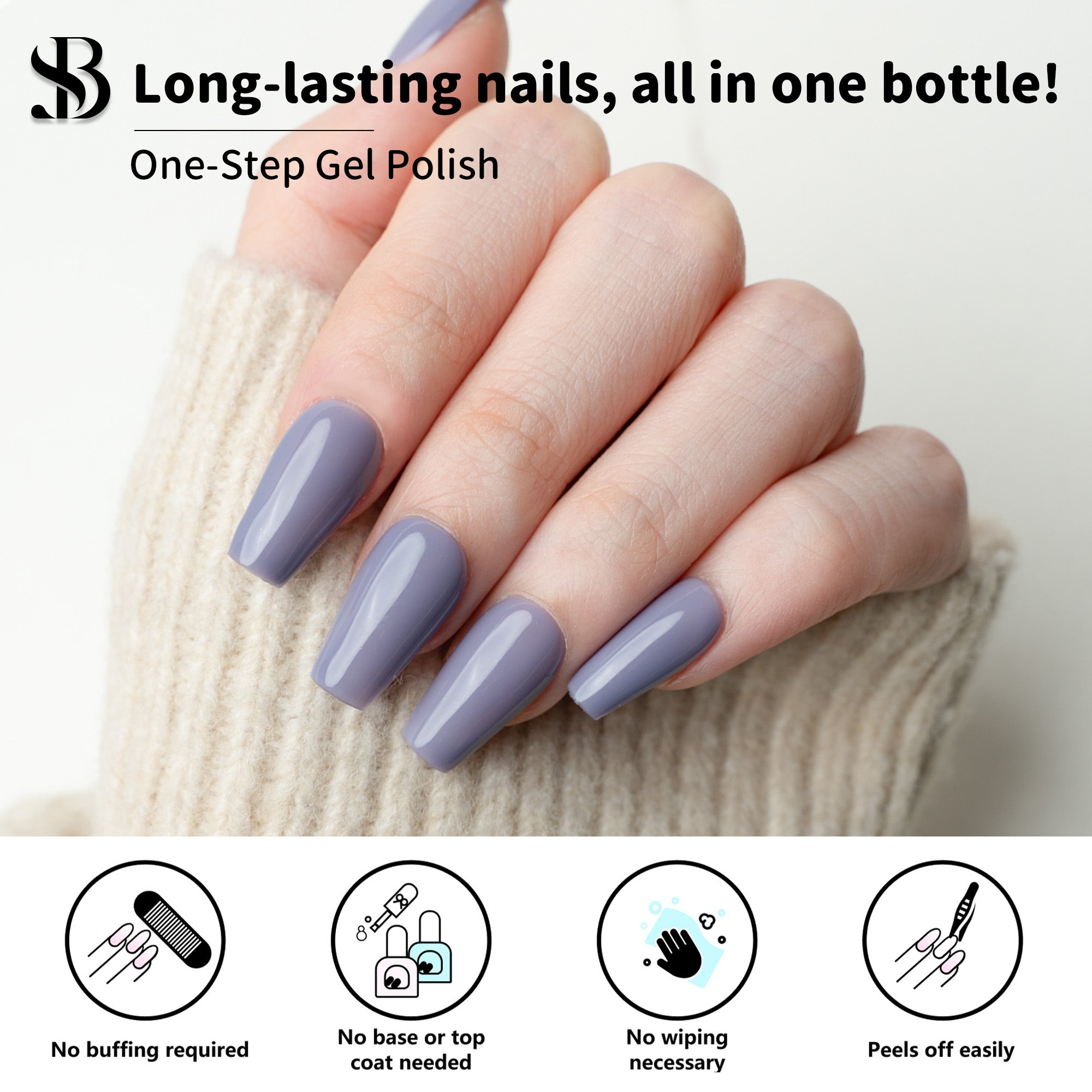 One-Step Gel Polish 3-in-1 | No Base or Top Coat Needed No Sanding UV/LED Compatible Easy Removal 15ml (#17 Twilight Serenade)