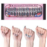 Standard Press-On Nails 120 Pcs, 4-in-1 Mix & Match Fake Nails, Reusable & Easy to Apply, DIY Nail Art #302