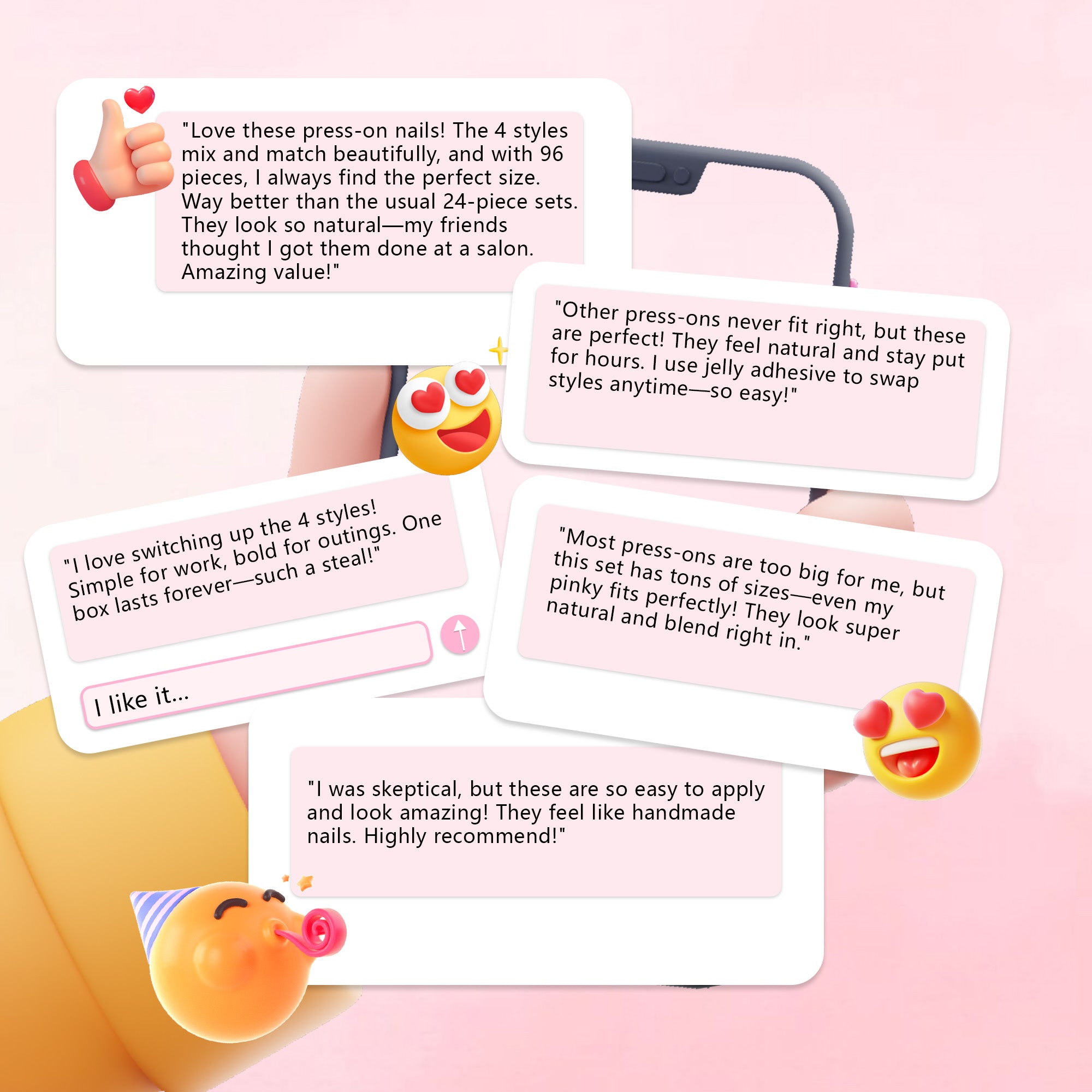 Standard Press-On Nails 120 Pcs, 4-in-1 Mix & Match Fake Nails, Reusable & Easy to Apply, DIY Nail Art #301