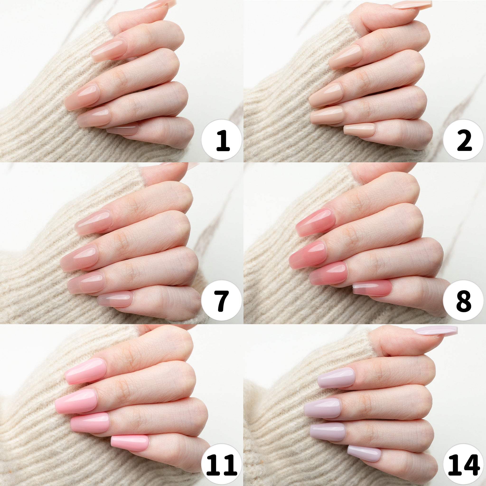 One-Step Gel Polish 3-in-1 No Base or Top Coat Needed No Buffing UV/LED Compatible Easy Removal 6 Bottles (01+02+07+08+11+14)